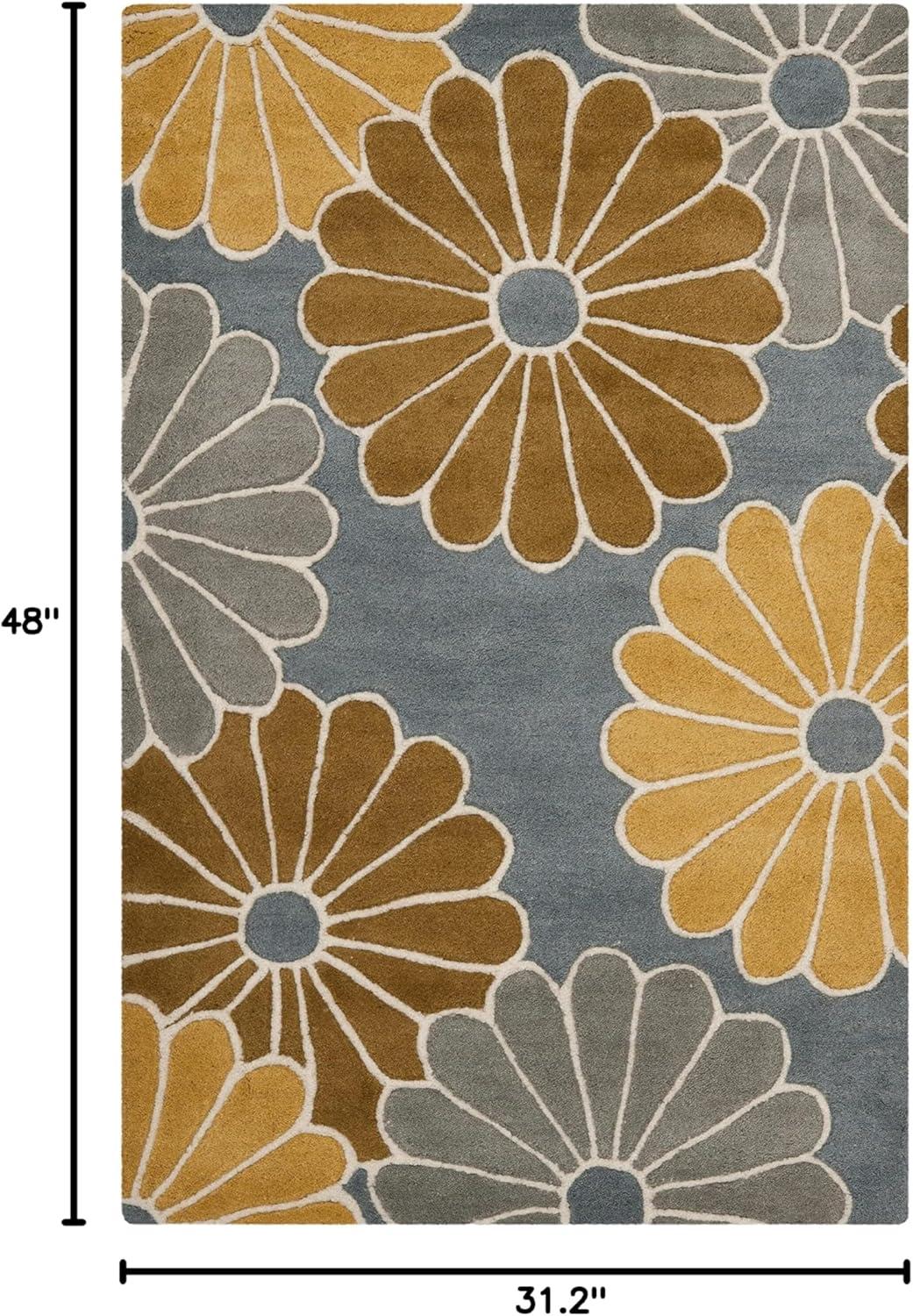 SAFAVIEH Soho Deven Floral Wool Area Rug, Grey/Yellow, 2'6" x 4'