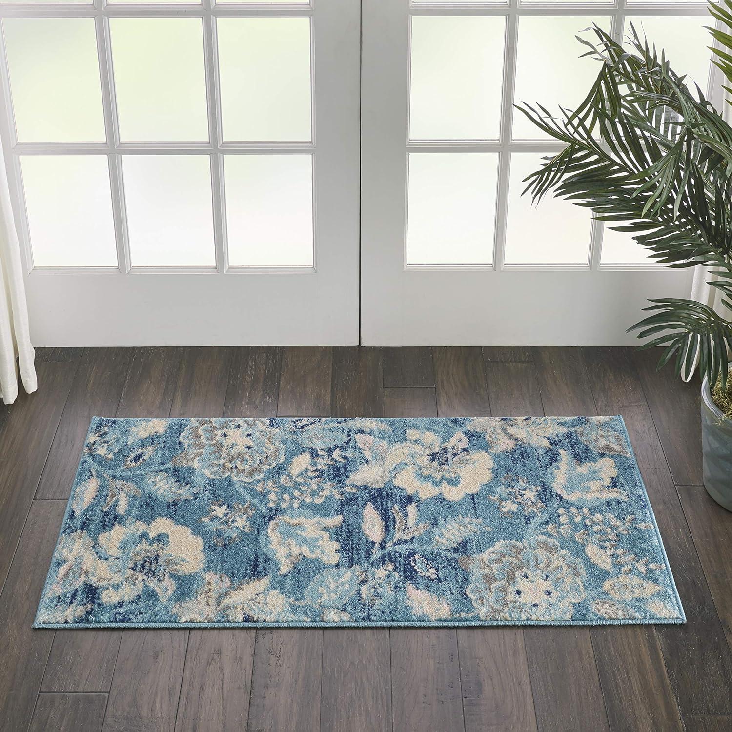 Tranquil TRA02 Ivory/Light Blue Area Rug French Country Eclectic Floral By Nourison