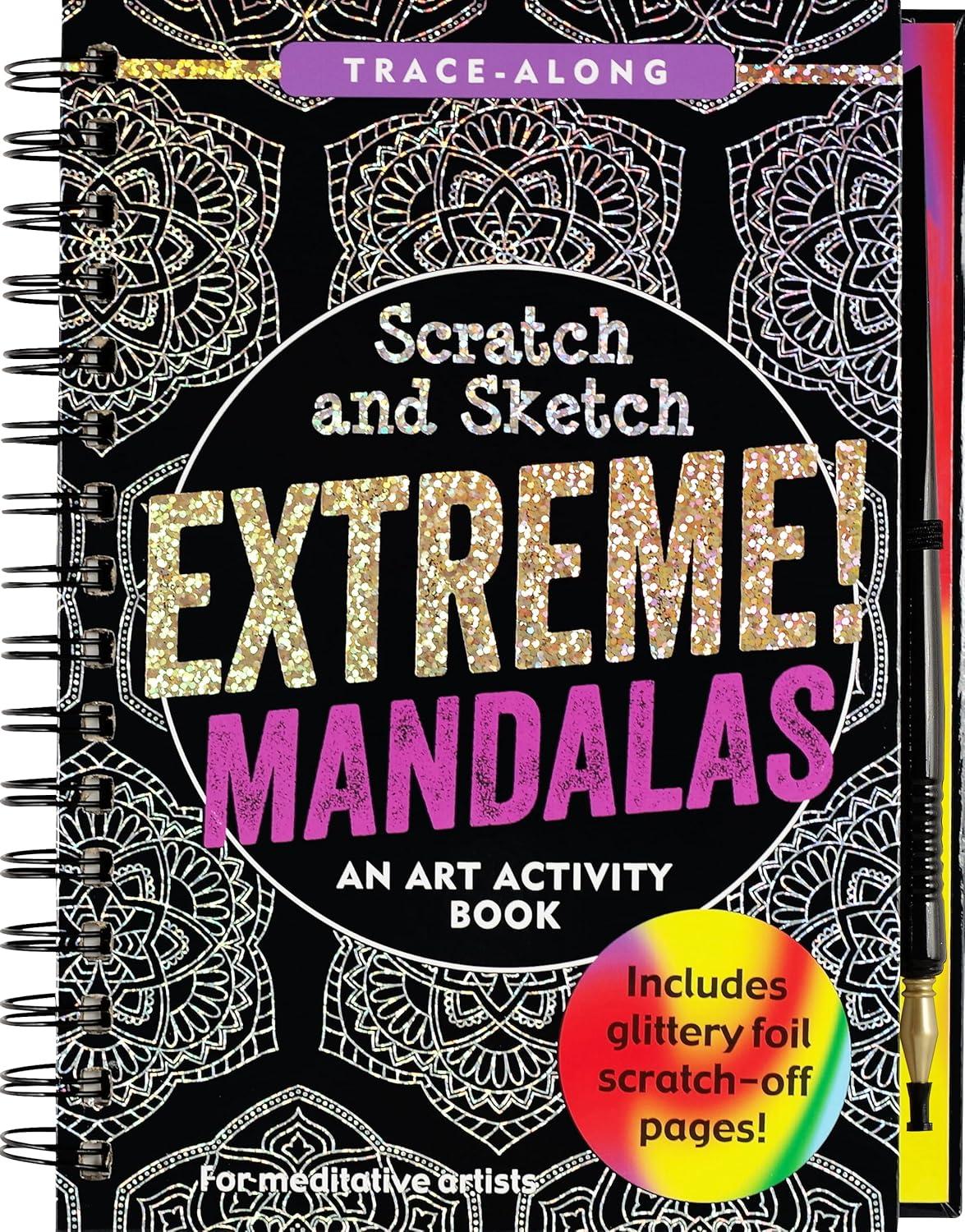 Peter Pauper Press Scratch & Sketch Extreme Mandalas, Ages 8+, Spiral-Bound, 20 Pages, with Stylus