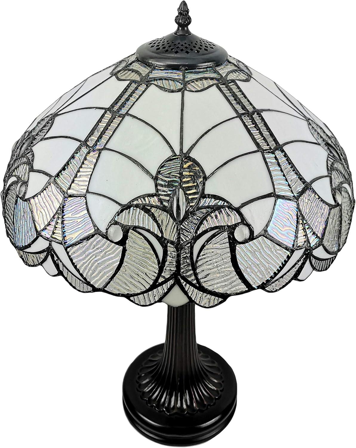 Amora Lighting  23 in. High Tiffany Style Table Lamp, White