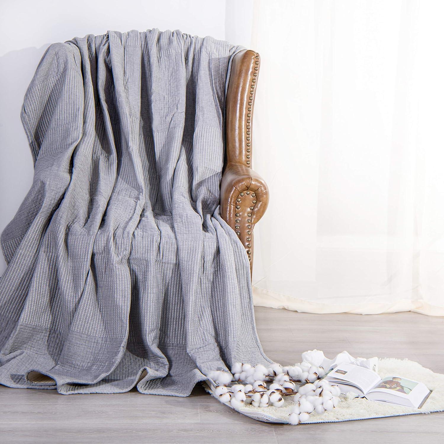 NTBAY 3 Layers Cotton Bed Blanket, Soft Breathable Quilt for Adults, Dot - NTBAY