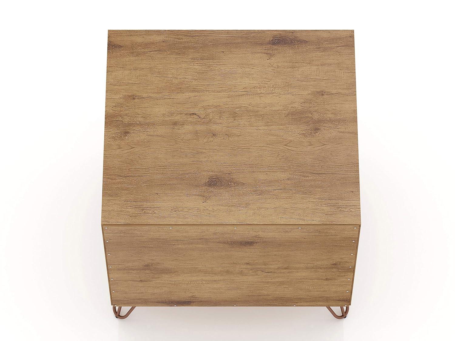 2.0 Rockefeller Nightstand Textured Gray - Manhattan Comfort: Modern Bedside Table, 2 Drawers, Metal Legs