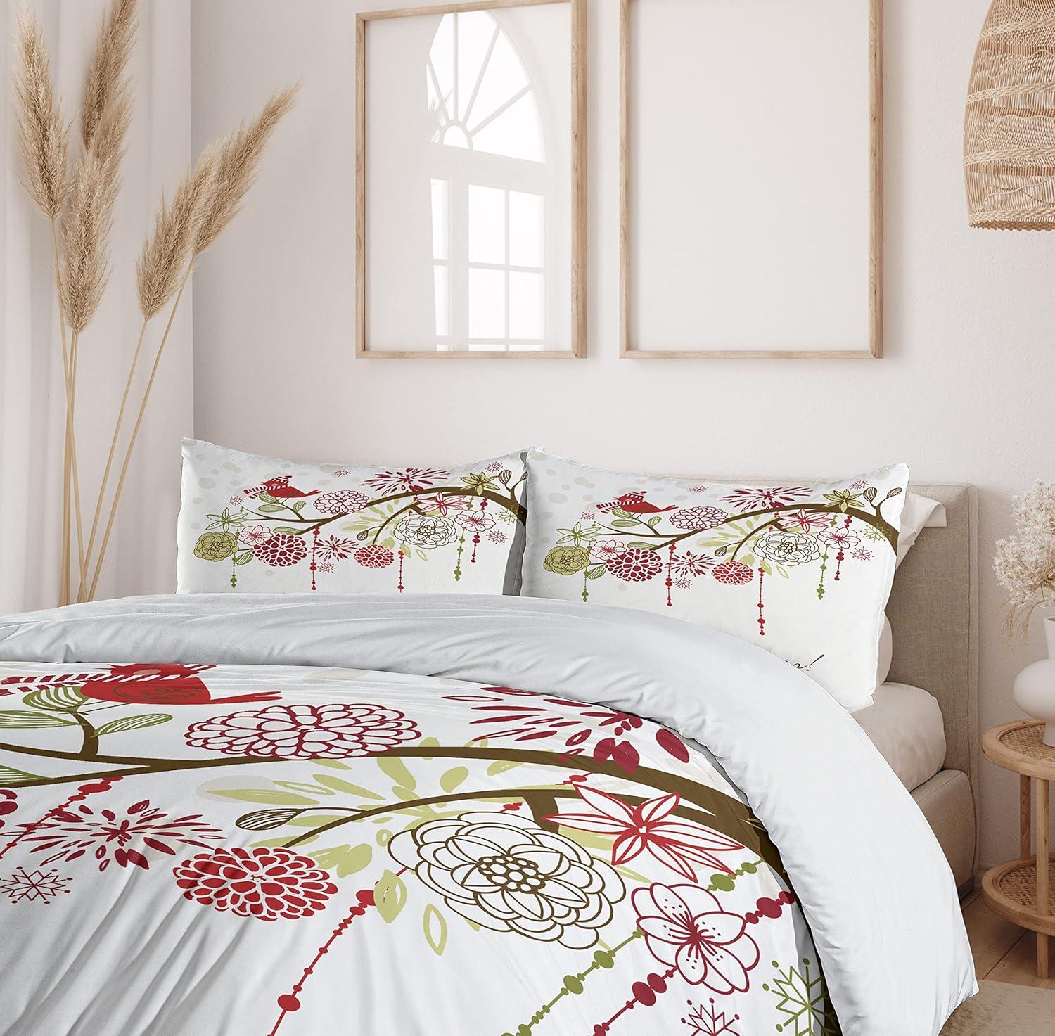 Christmas Farmhouse / Country Floral Duvet Cover Set