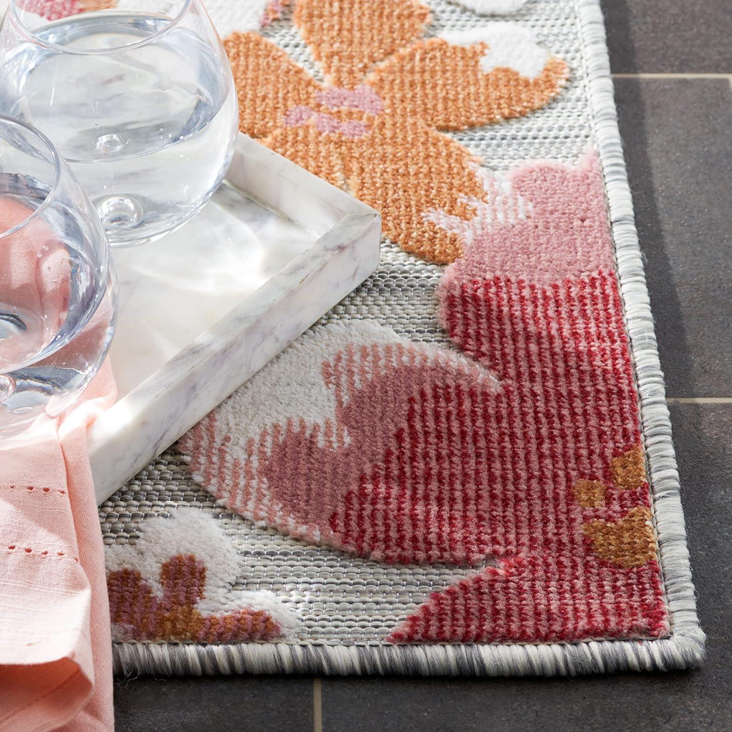 Cabana CBN488 Loomed Indoor/Outdoor Area Rug - Grey/Rose - 8'x10' - Safavieh