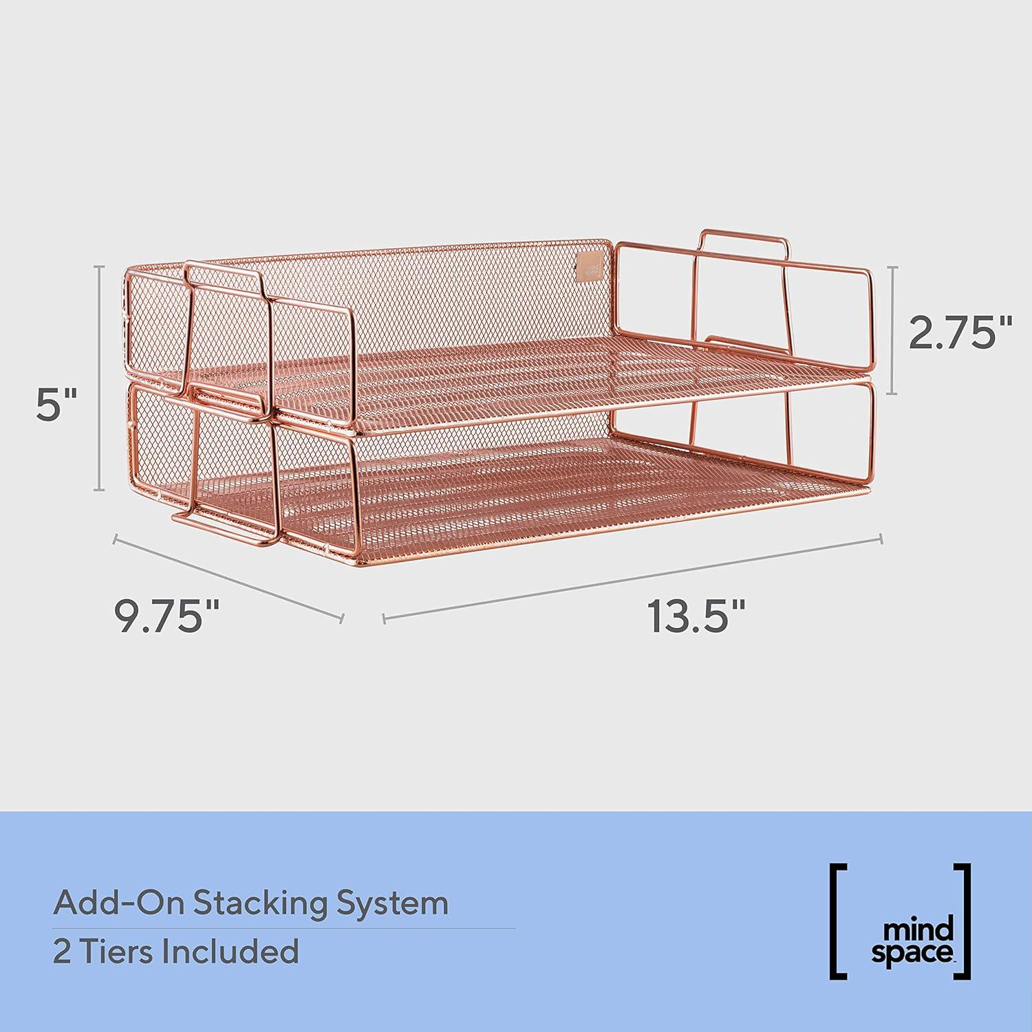 Mindspace Desk Organizers 2 Tier Document Mesh Desk Organizer for Office Supplies and Accessories Silver