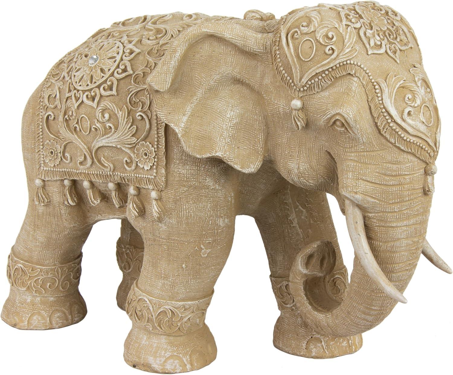 Oriental Furniture 20" Ivory Elephant Statue