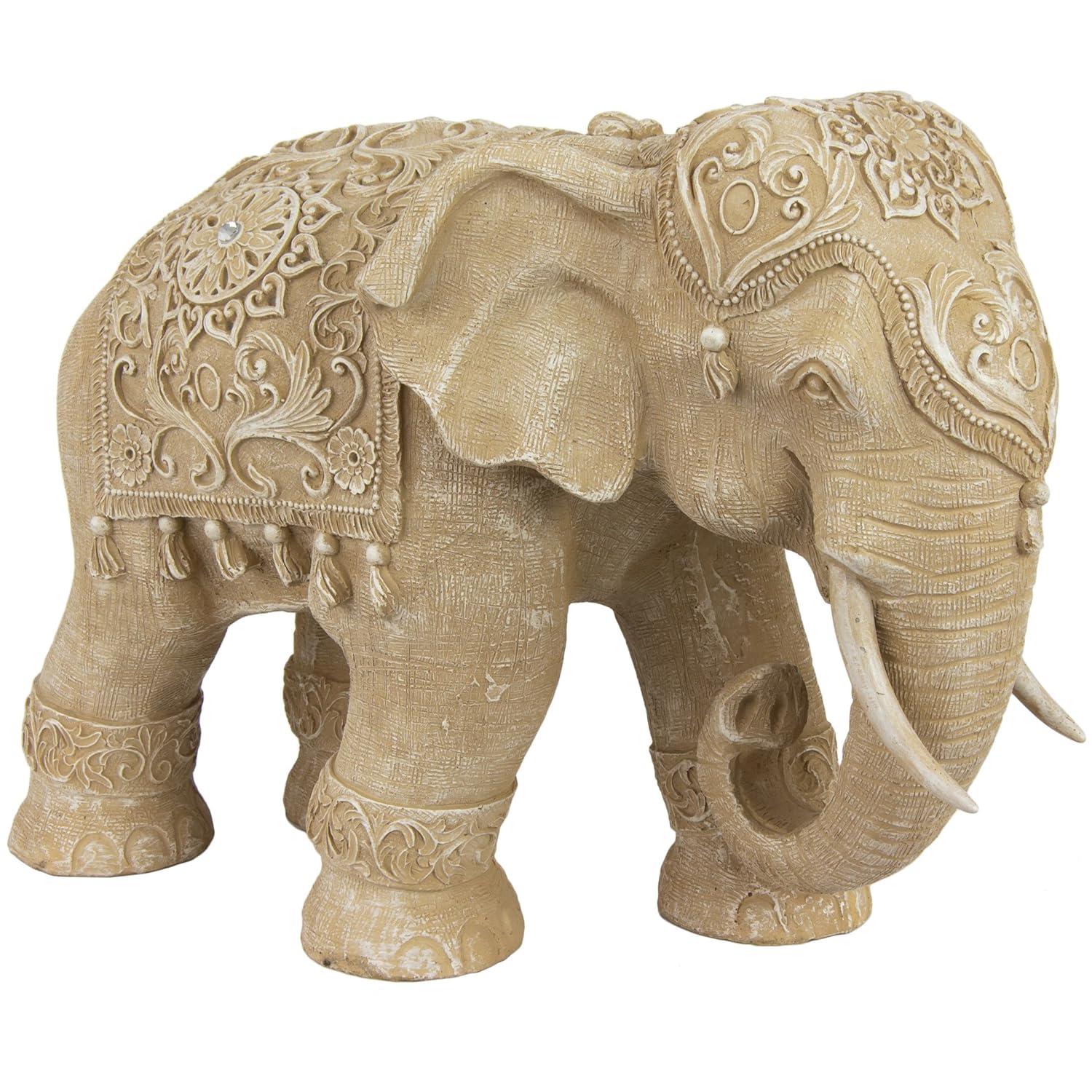 Oriental Furniture 20" Ivory Elephant Statue