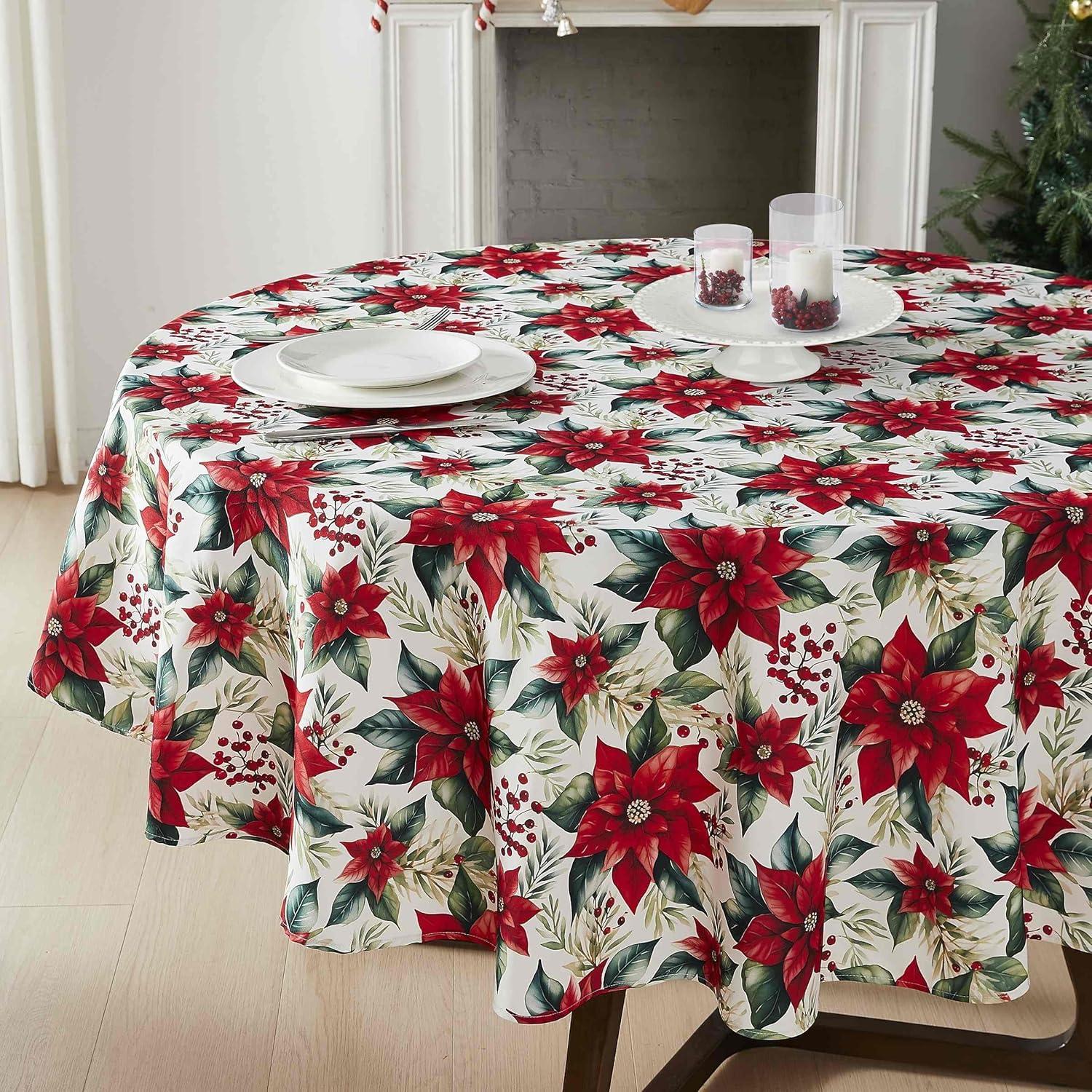 Avanti Linens Poinsettia 70" Round Tablecloth