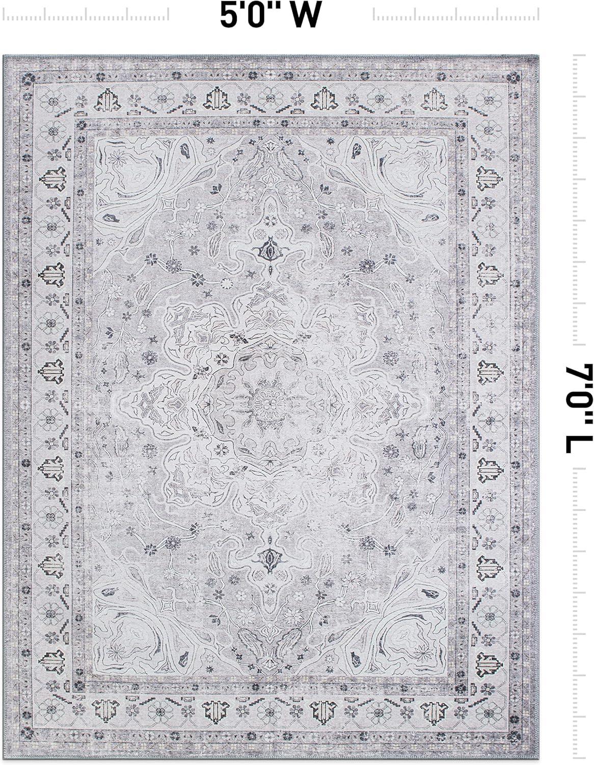 World Rug Gallery Transitional Medallion Machine Washable Area Rug