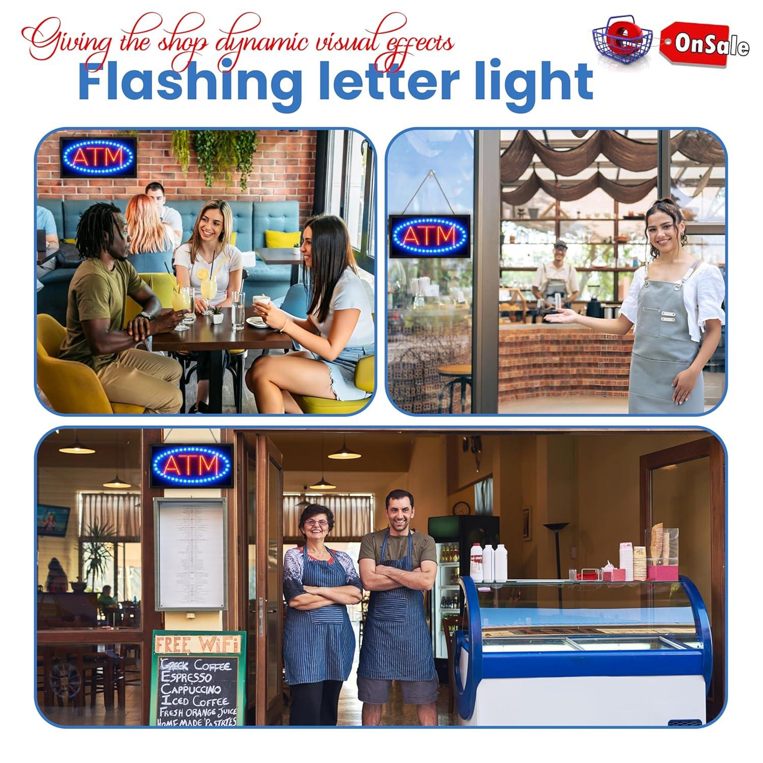 LED Neon Light ATM Sign With Animation On/off and Power On/Off two Switchs for Business B86