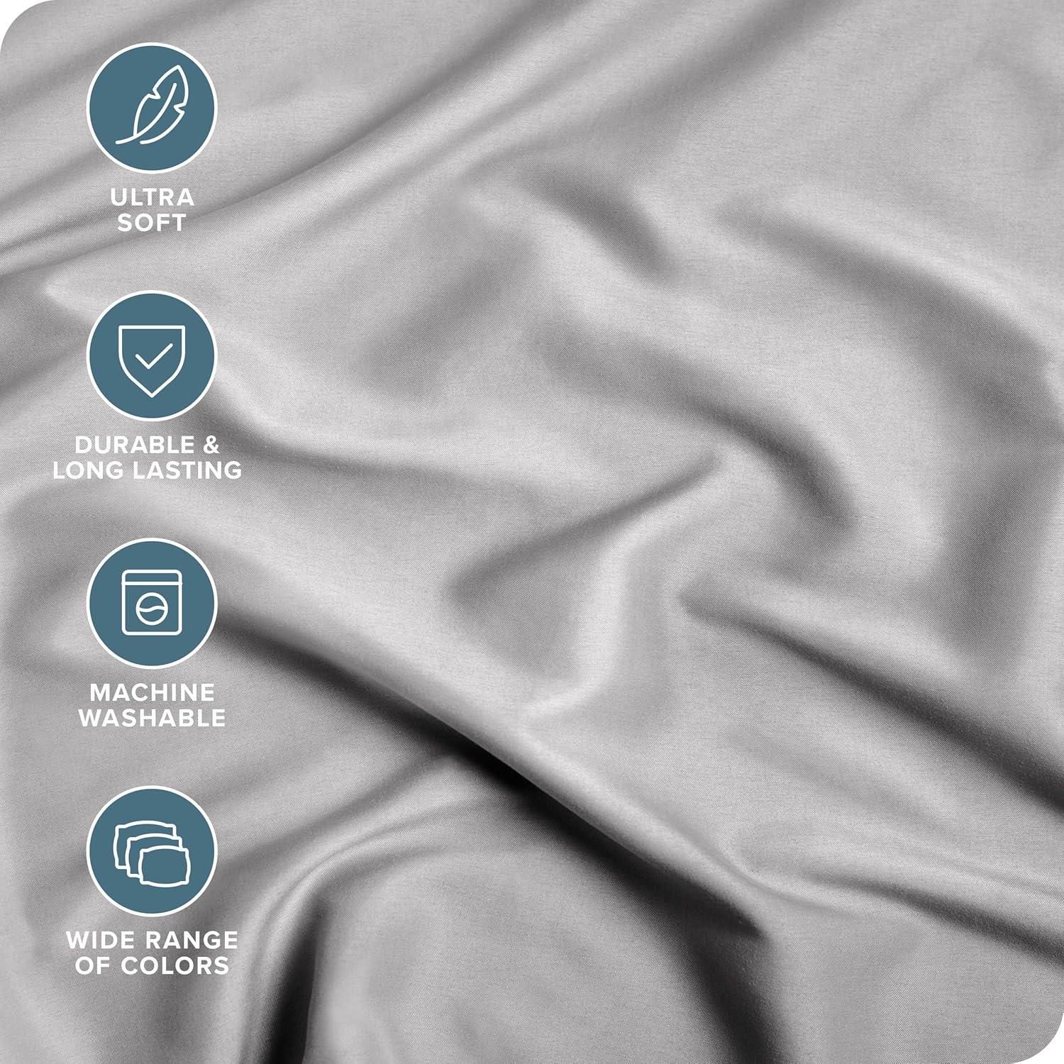 Bare Home 2-Pack Fitted Sheets - Premium 1800 Collection - Ultra-soft - Deep Pocket - Short Queen, Cloud Gray