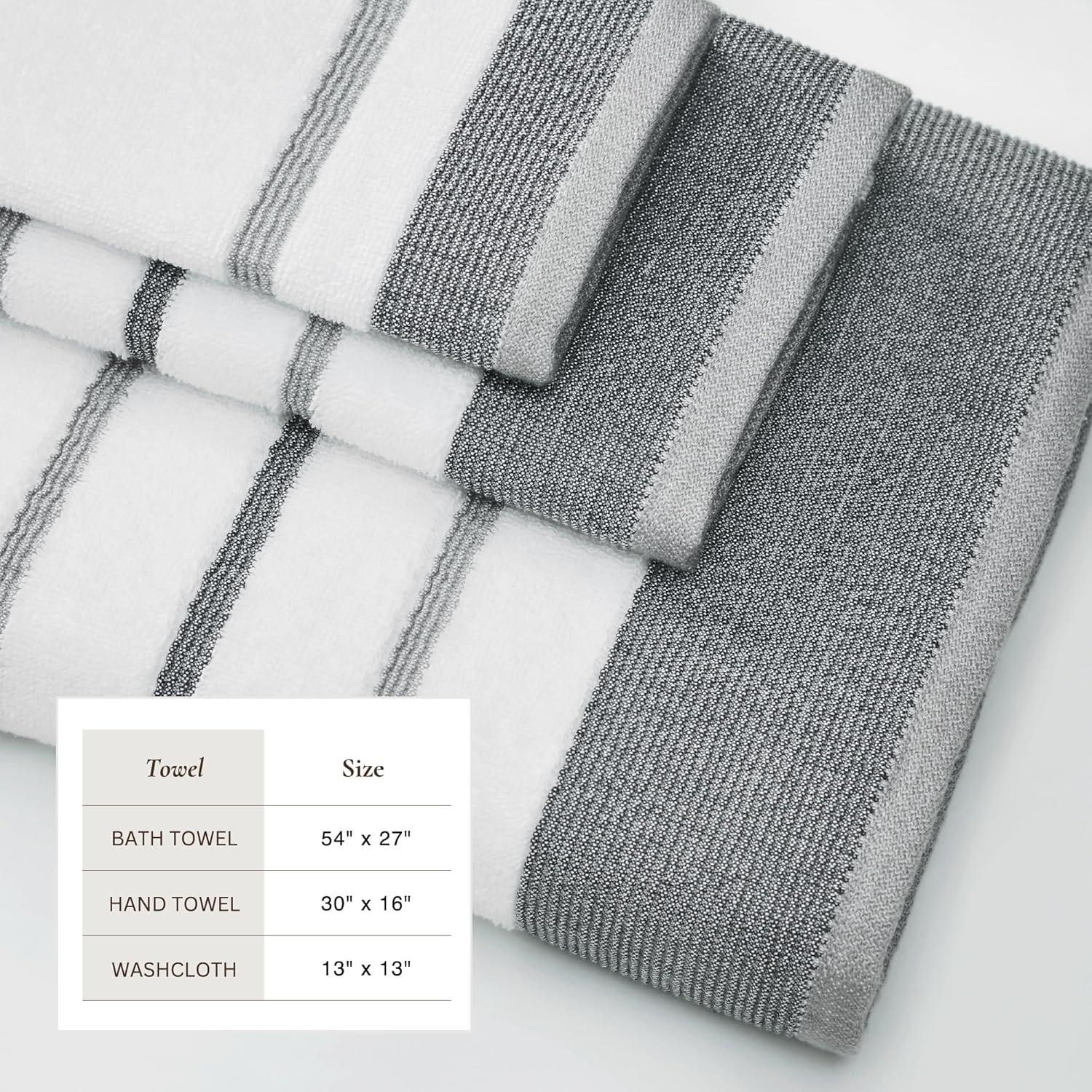 Combed Cotton Decorative Quick-Dry Towel Set (6 Piece Set, Dark Grey / Light Grey)