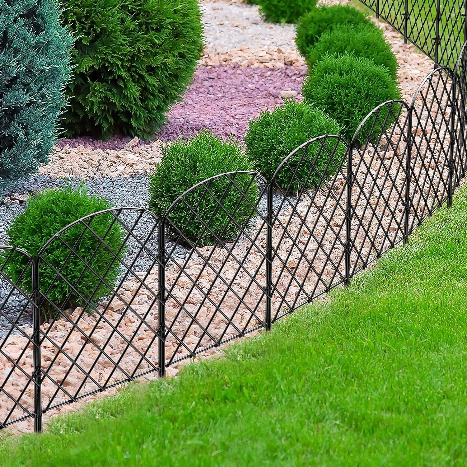 10Pcs Arched Fence 10ft x 24in Rustproof Landscape Barrier Border Garden Decor