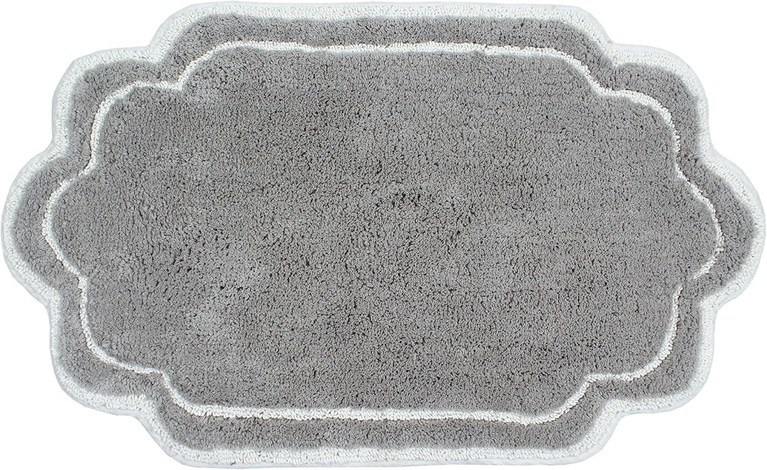 Home Weavers Allure Collection Bathroom Rug 100% Cotton Tufted Bathroom Rug, Soft and Absorbent Bath Rugs, Non-Slip Bath Carpet, Machine Wash Dry Bath Mats for Bathroom Floor- 21"x34" Bath Rug, Gray