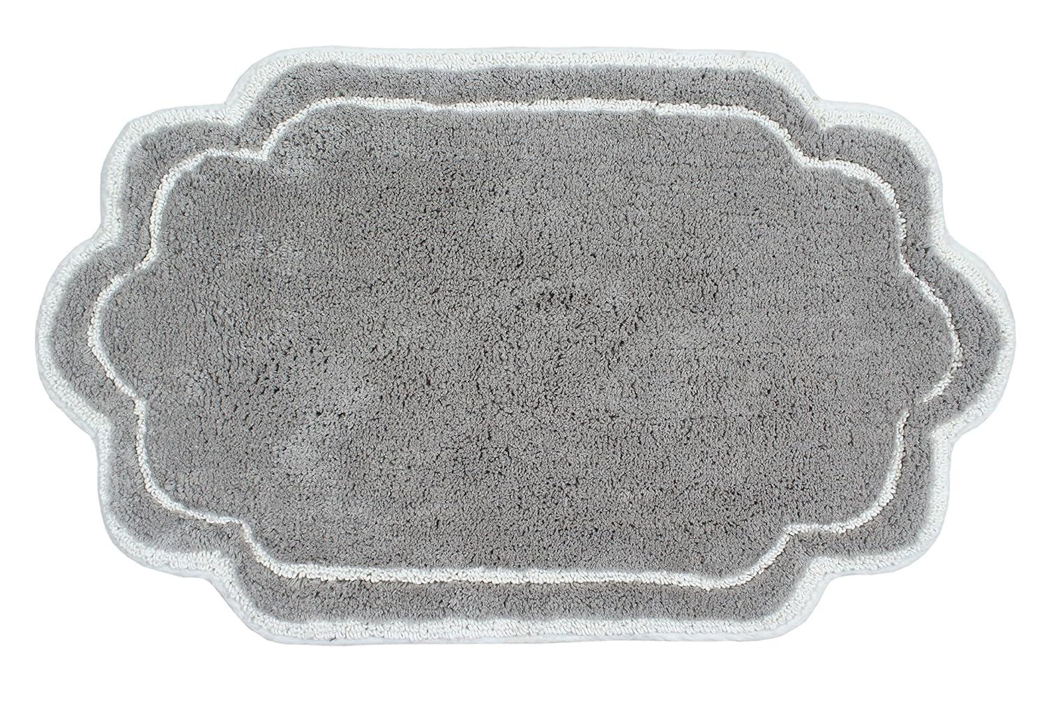 Home Weavers Allure Collection Bathroom Rug 100% Cotton Tufted Bathroom Rug, Soft and Absorbent Bath Rugs, Non-Slip Bath Carpet, Machine Wash Dry Bath Mats for Bathroom Floor- 21"x34" Bath Rug, Gray