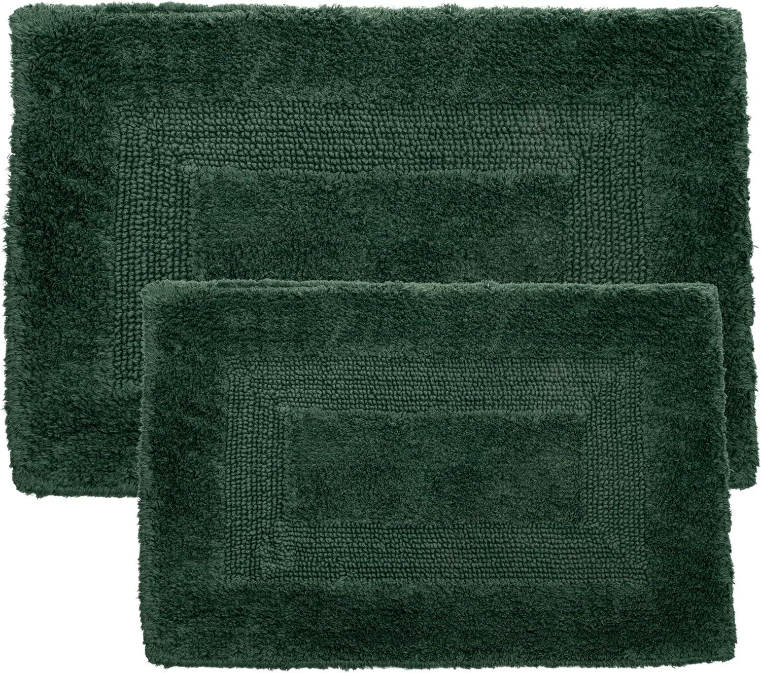 Lavish Home 2-pc Cotton Bath Mat Set - Machine Washable for Bathroom, Kitchen, or Laundry Room