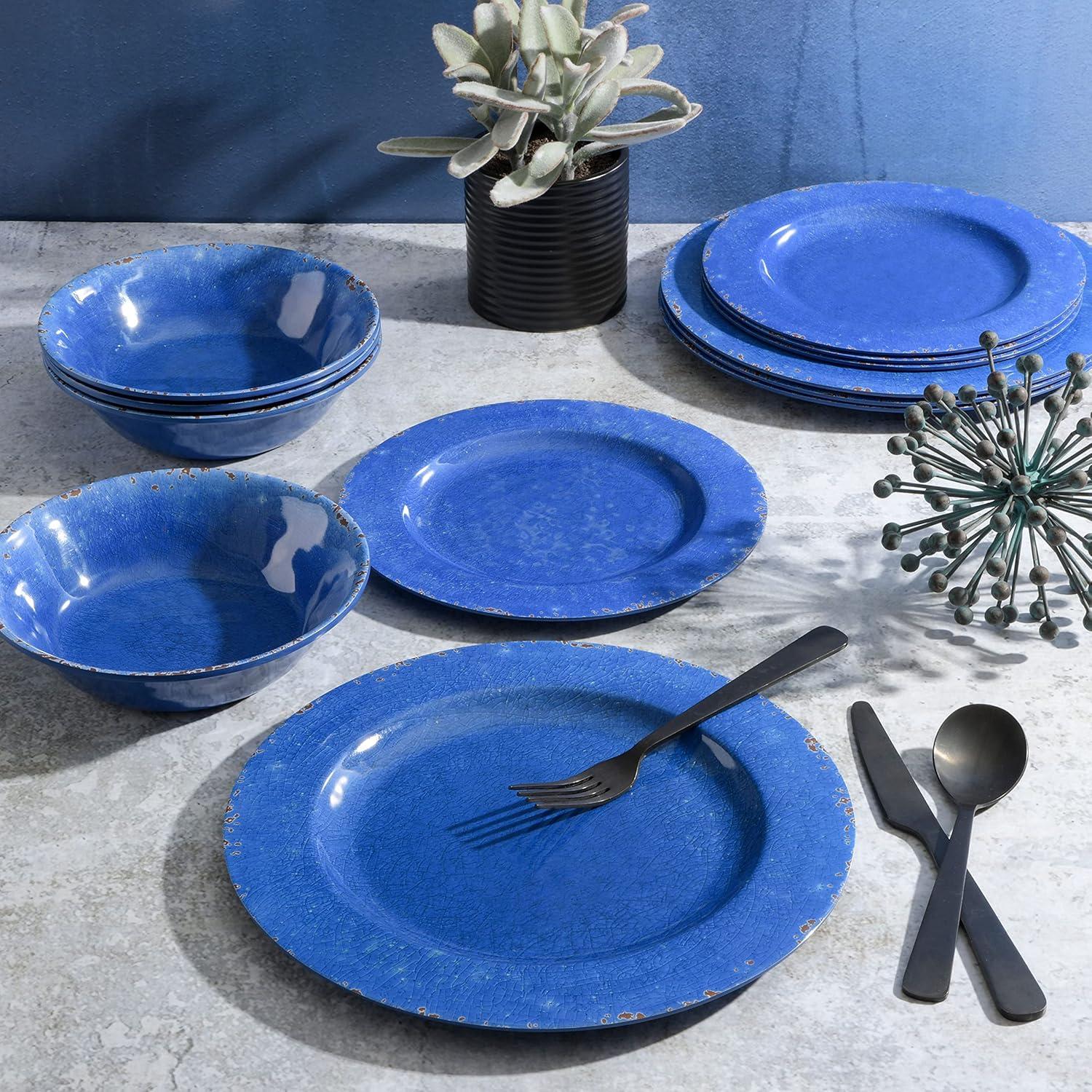 Mauna 12 Piece Dinnerware Set in Cobalt Blue