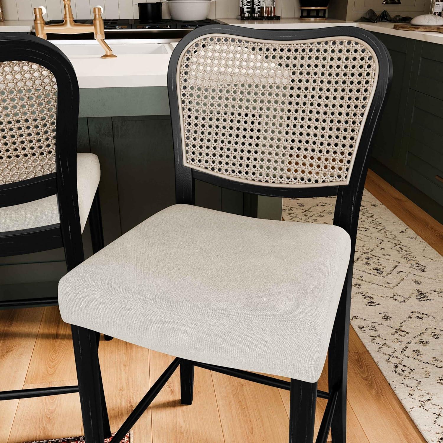 Maven Lane Vera High Back Fabric Counter Height Chair, Aged Brown/Clay