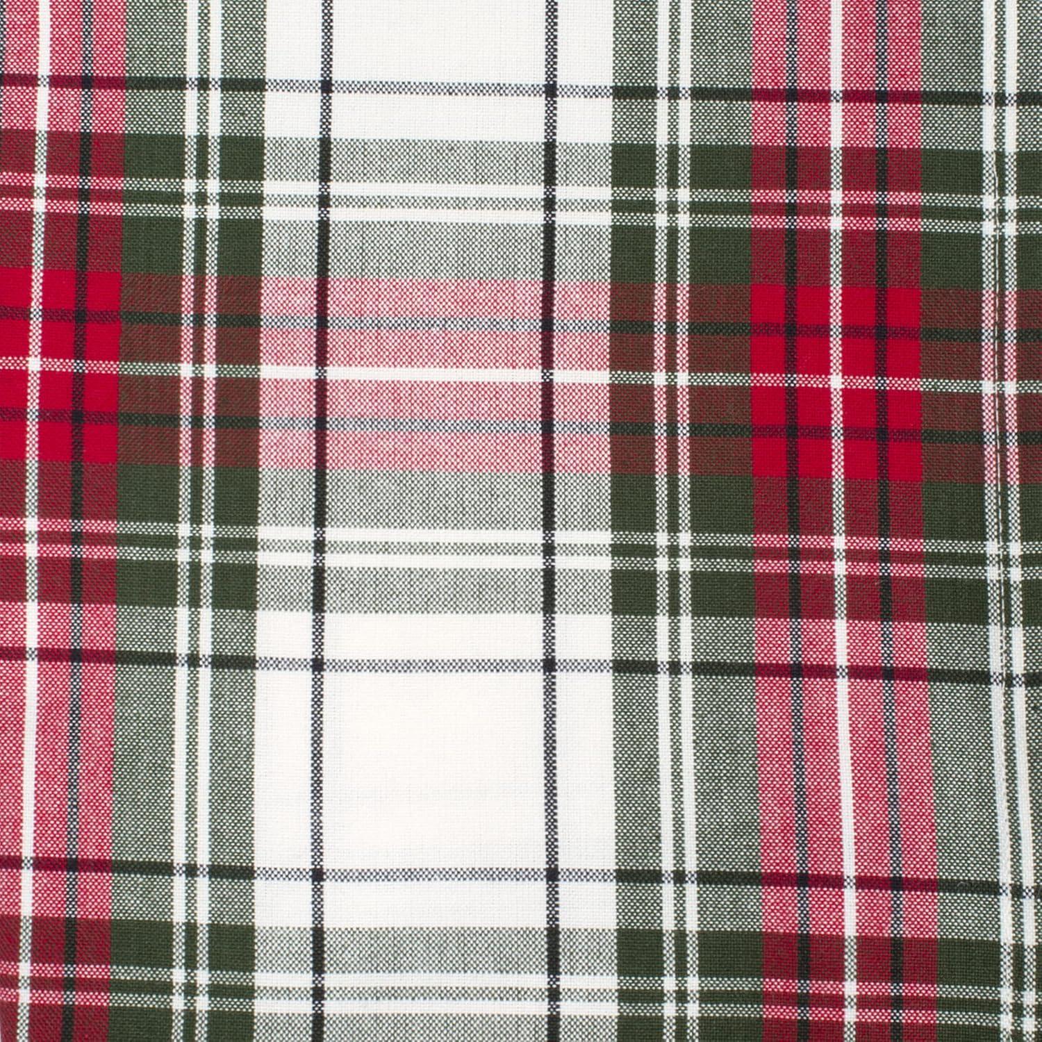 Holiday Tartan Plaid Cotton Napkins, Red Green White, 20x20, Set of 6