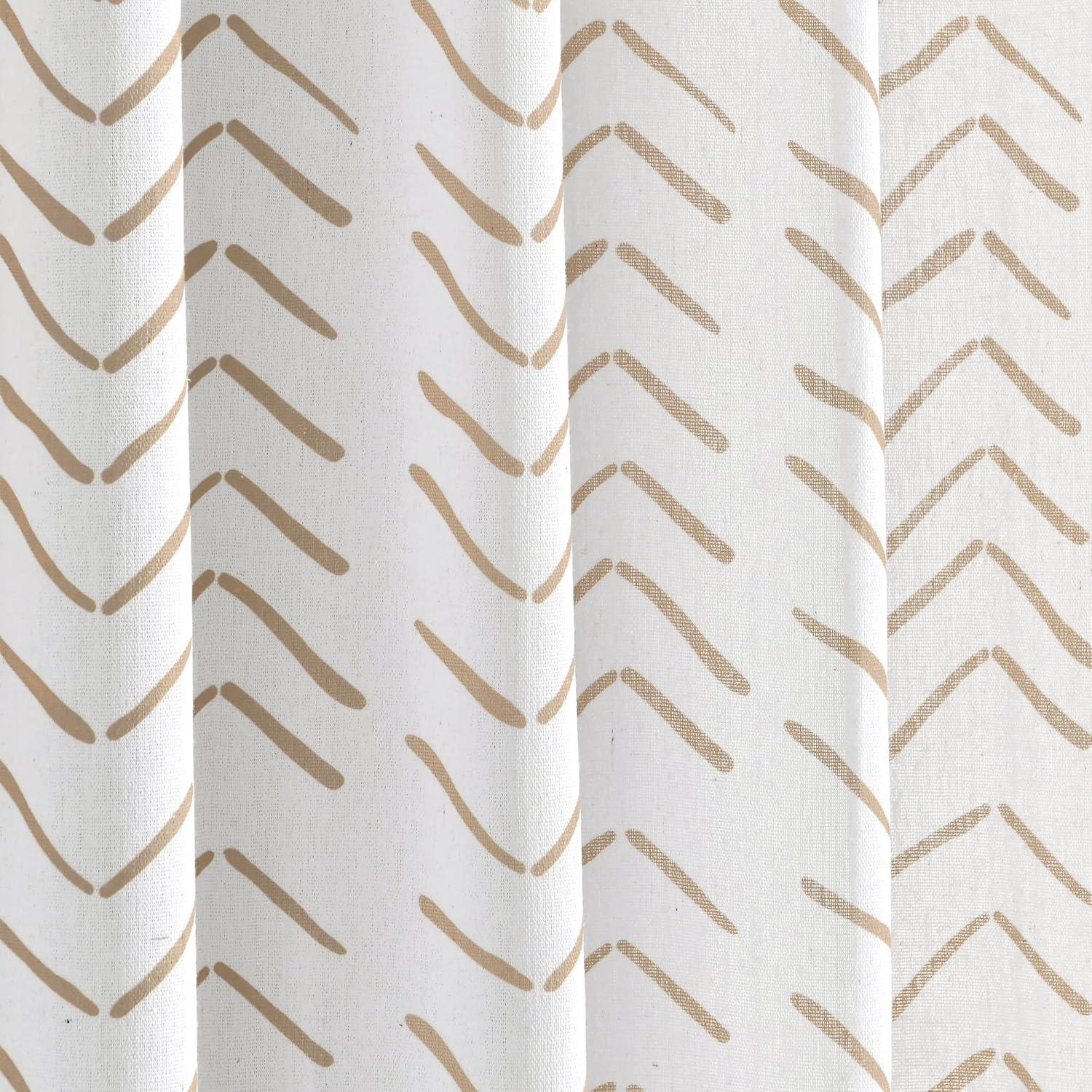 Lush Decor Hygge Modern Arrow Linen Look Shower Curtain Wheat/White Single 72X72