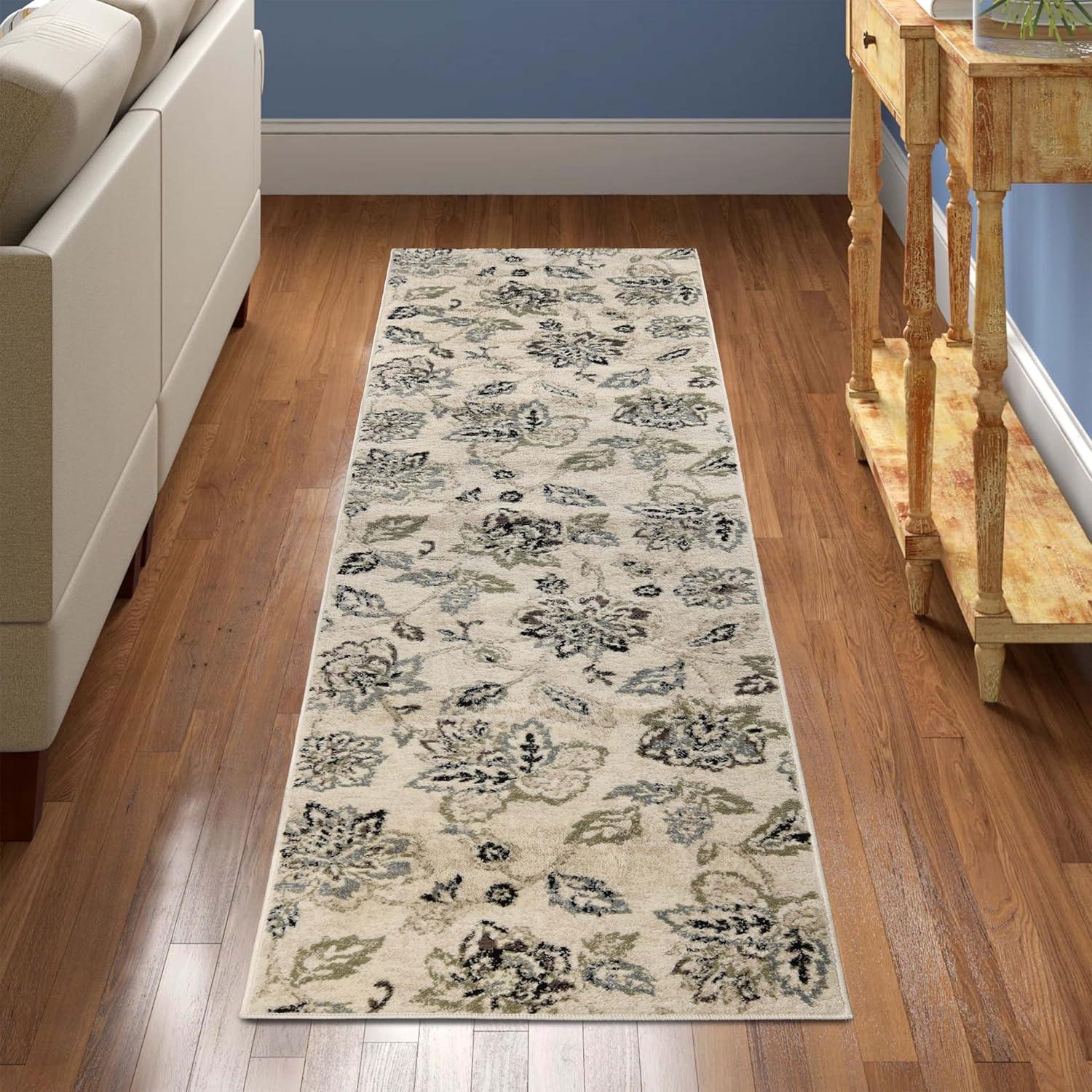 Superior Jacobean Floral Indoor Area Rug, 7' x 9', Stone