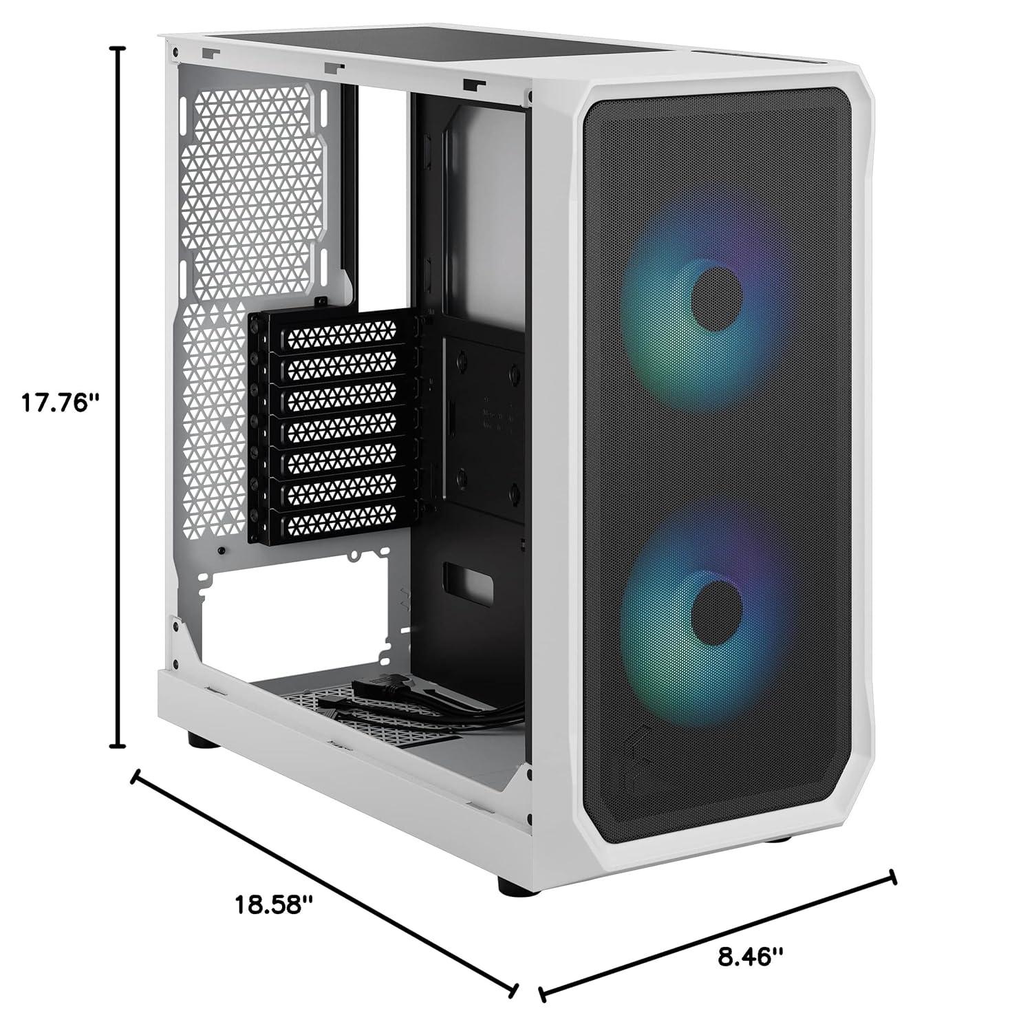 Fractal Design Focus 2 RGB White ATX mATX Mini ITX Clear Tinted Tempered Glass Mid Tower Computer Case