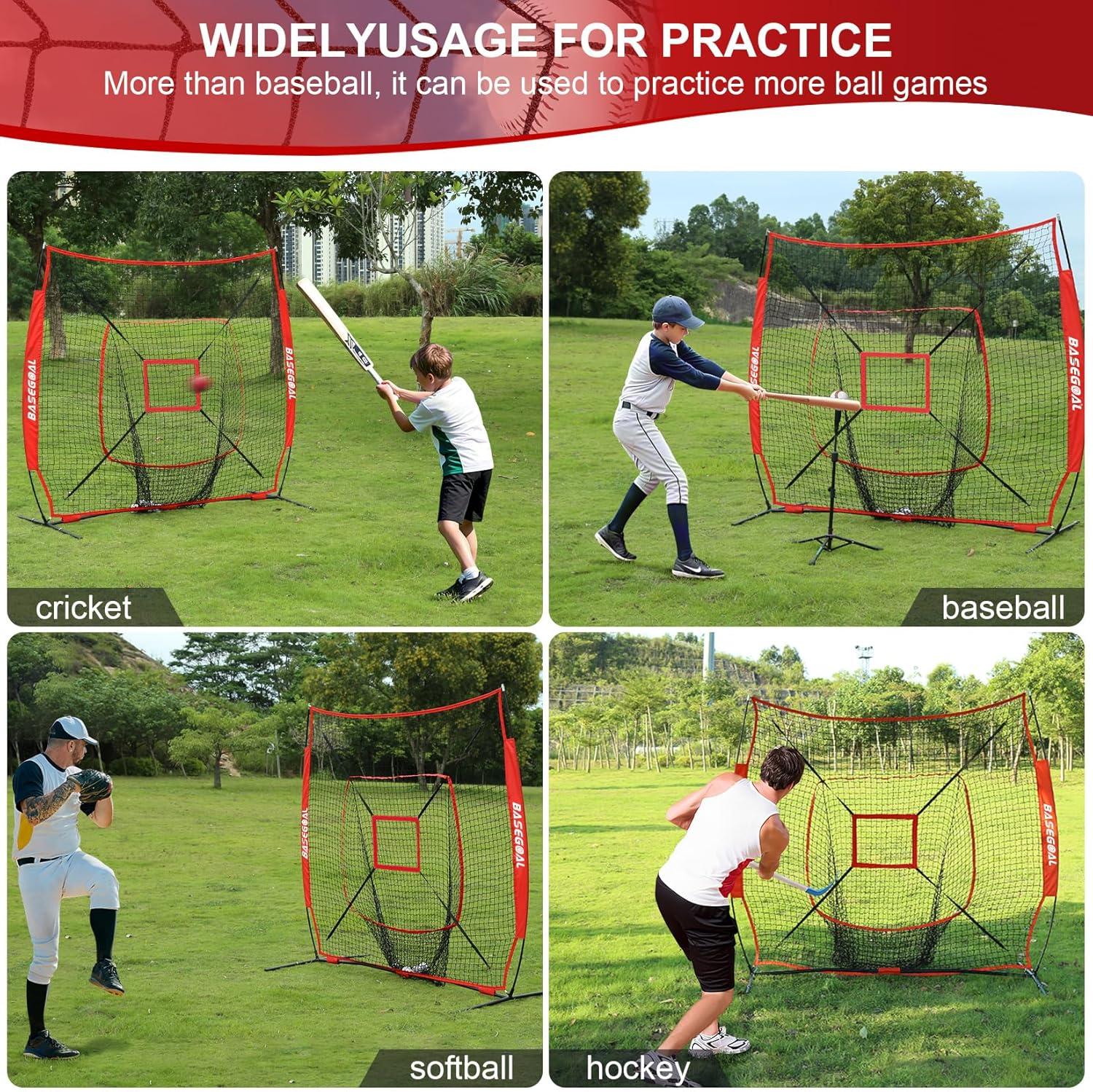 Zeny 7' x 7' Baseball Softball Practice Net Hitting Pitching Training Net w/Strike Zone,Bow Frame & Carry Bag
