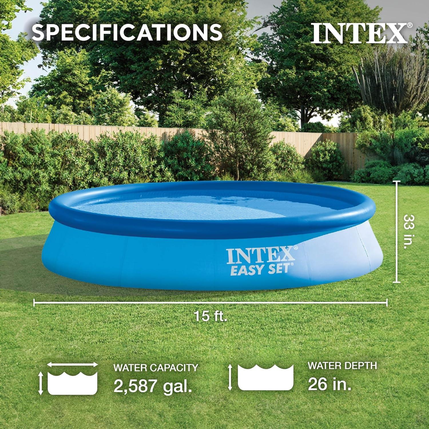 Intex Plastic Round Inflatable Pool 33'' H x 180'' W x 180'' L , with Pump Included