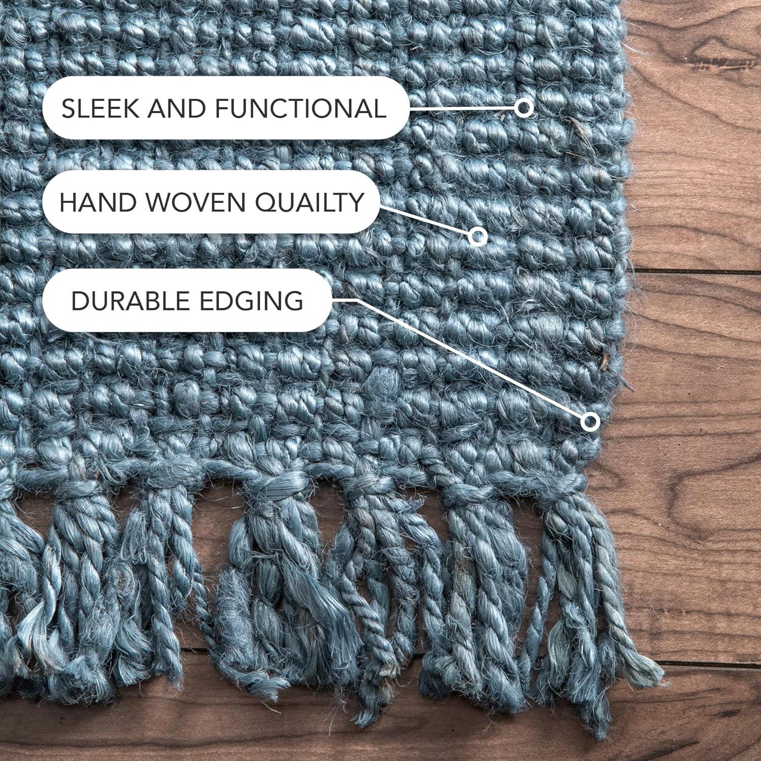 Nuloom 6x9 Daniela Jute Tassel Hand Woven Indoor Area Rug, Brick, Solid Chunky Farmhouse Design, Natural Fiber BedroomLiving Room