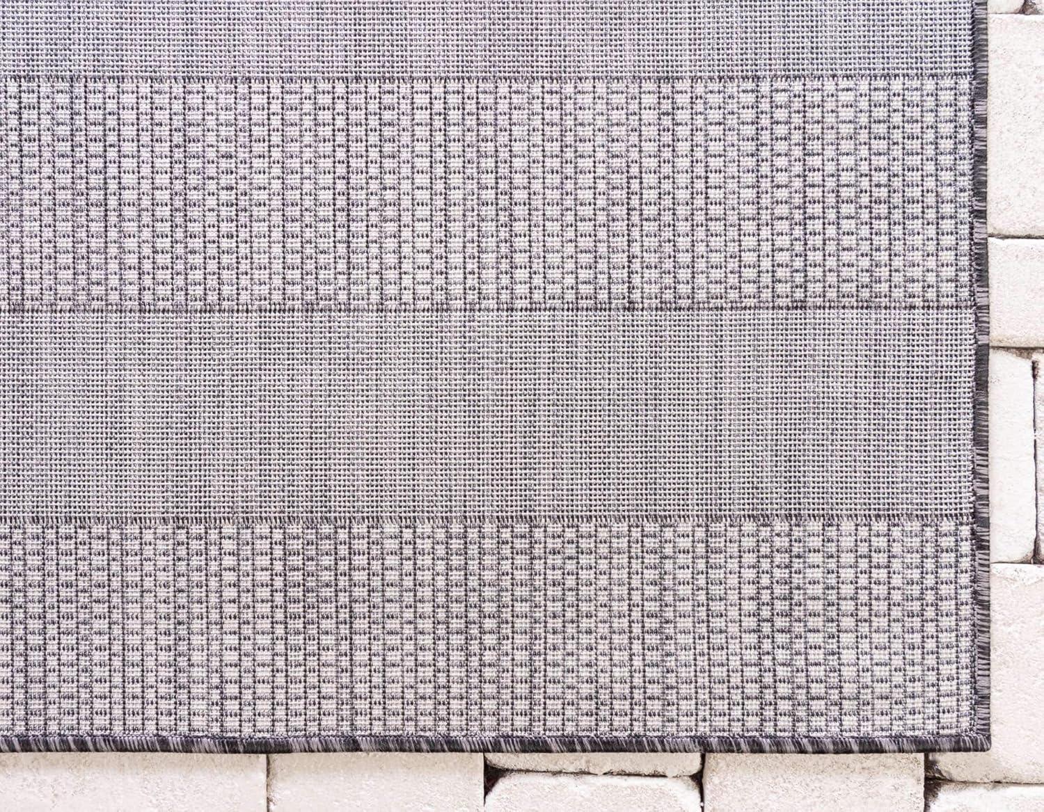 Unique Loom 9' 0 x 12' 2 Rectangle Indoor/Outdoor Striped Charcoal Gray Area Rug