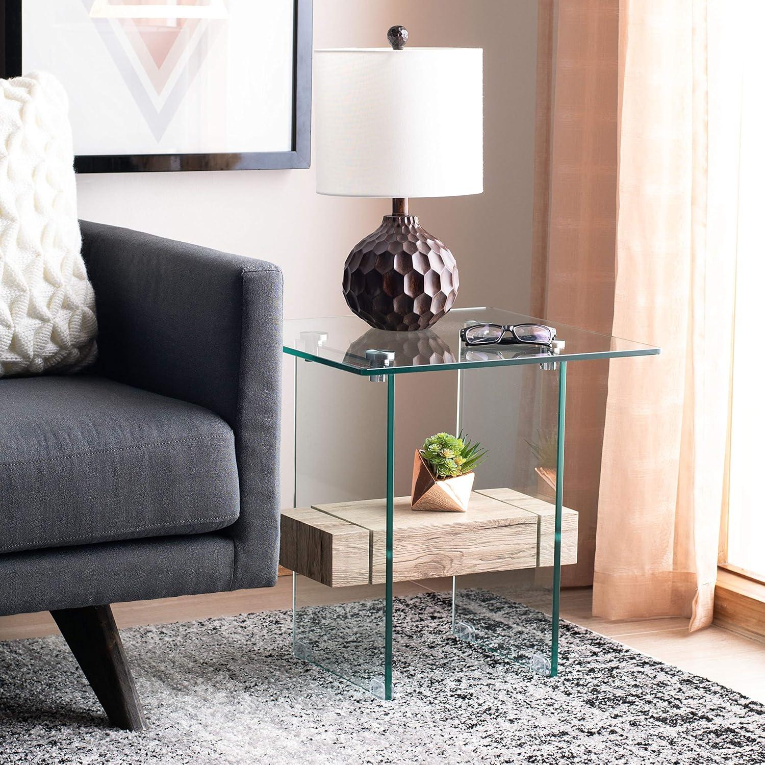 Kayley Glass Accent Table - ACC7001A - Natural/Glass - Safavieh