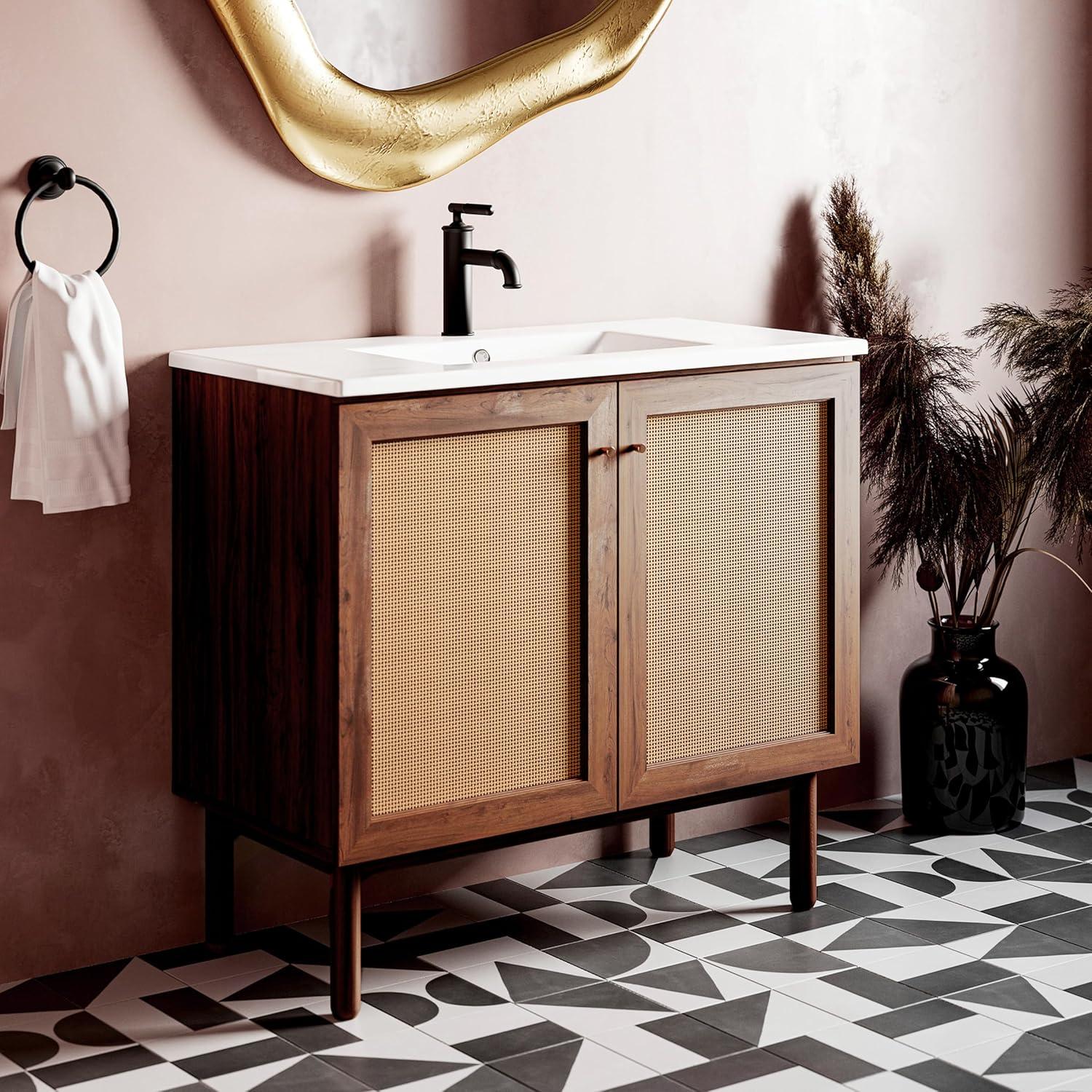 Swiss Madison SM-BV663 Classe 36" Freestanding Bathroom Vanity in Golden Oak with Sink Top