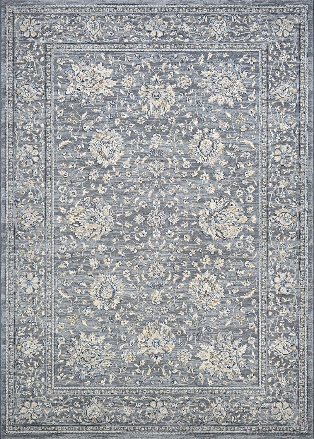 Sultan Treasures Slate Blue Synthetic Persian Area Rug