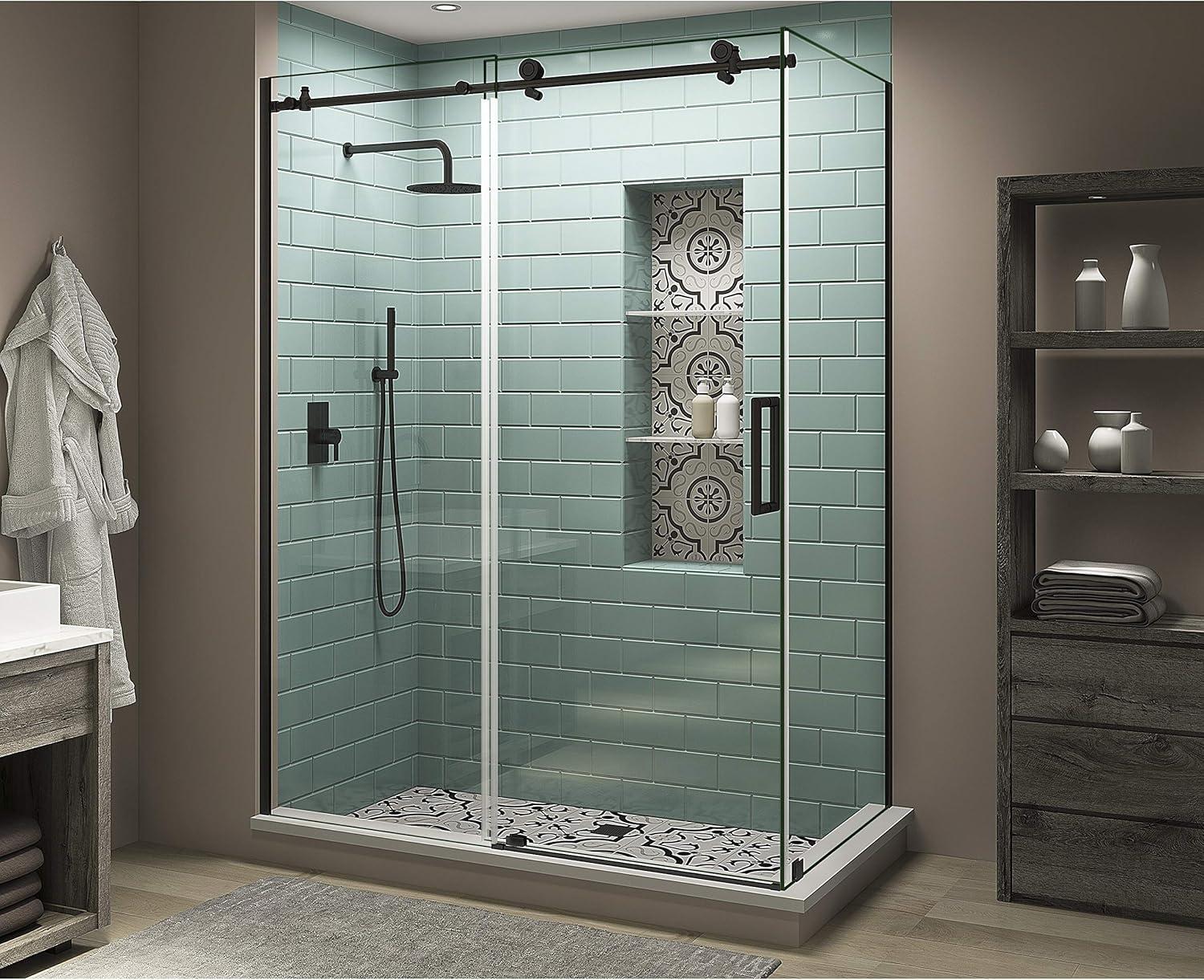 Aston Coraline XL 52" - 56" W x 38" D x 80" H Frameless Rectangle Sliding Shower Enclosure SEN984EZ.UC-MB-563880-R