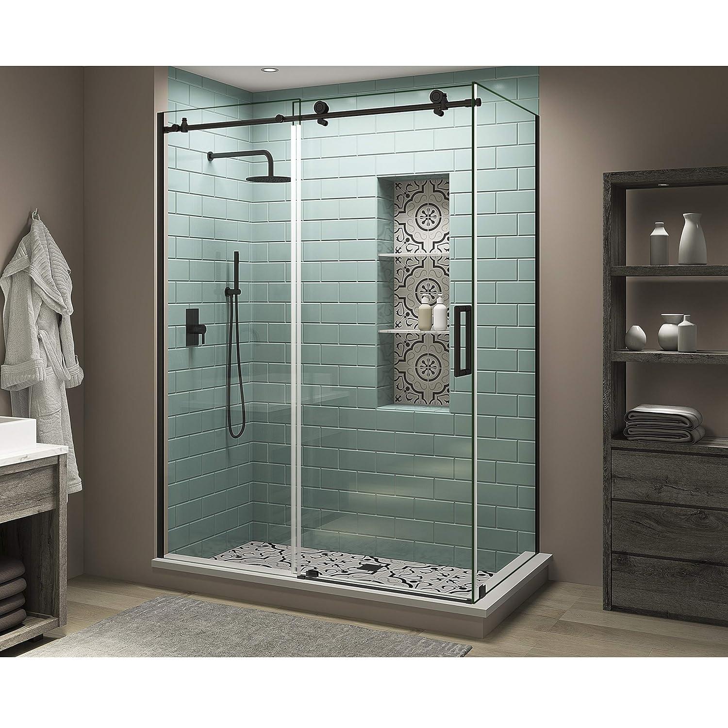 Aston Coraline XL 52" - 56" W x 38" D x 80" H Frameless Rectangle Sliding Shower Enclosure SEN984EZ.UC-MB-563880-R