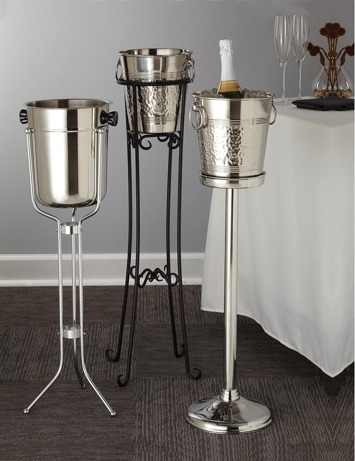 5-Quart Hammered Silver Stainless Steel Champagne Bucket