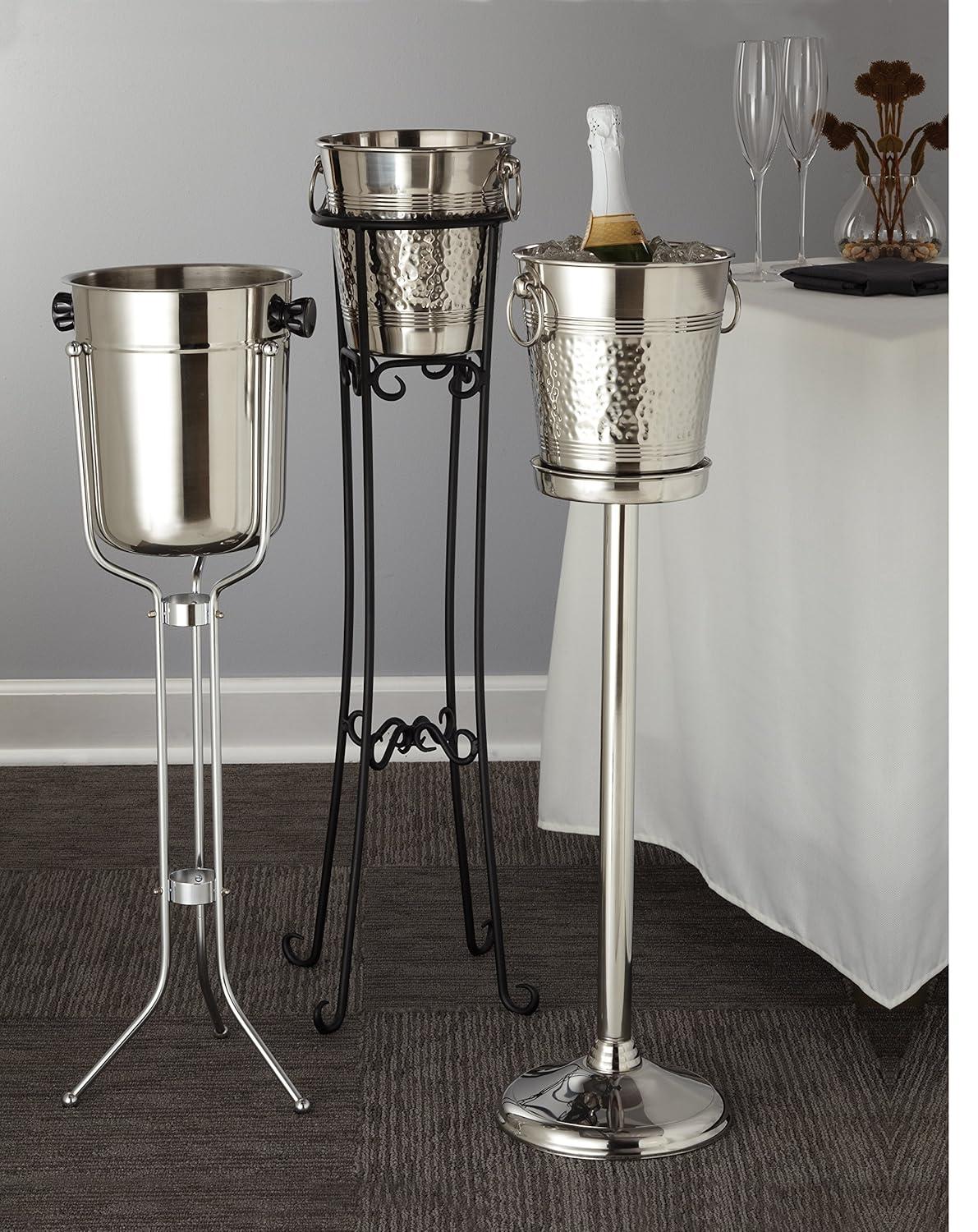 5-Quart Hammered Silver Stainless Steel Champagne Bucket