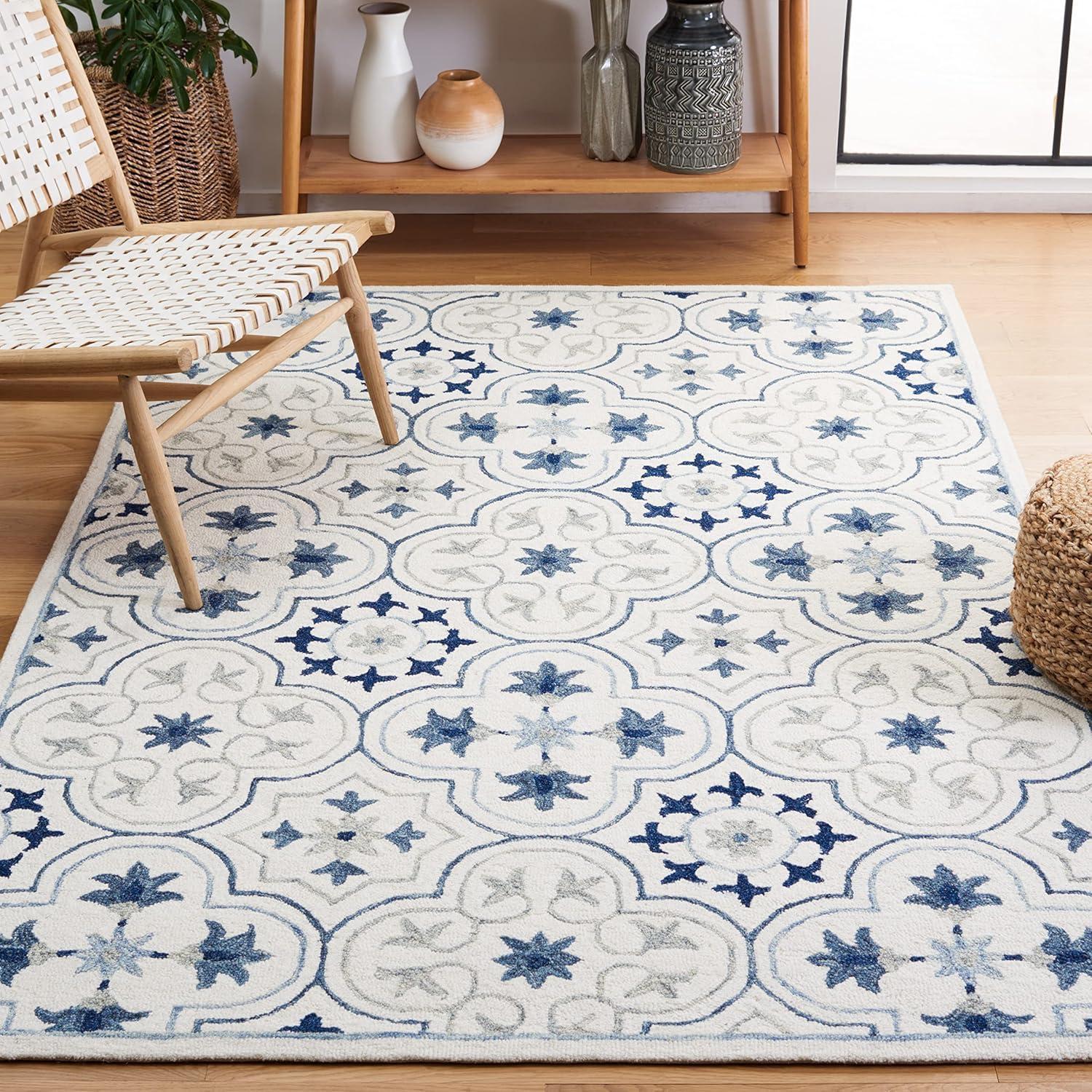Micro-Loop MLP381 Hand Tufted Indoor Area Rug - Ivory/Sage - 4'x6' - Safavieh