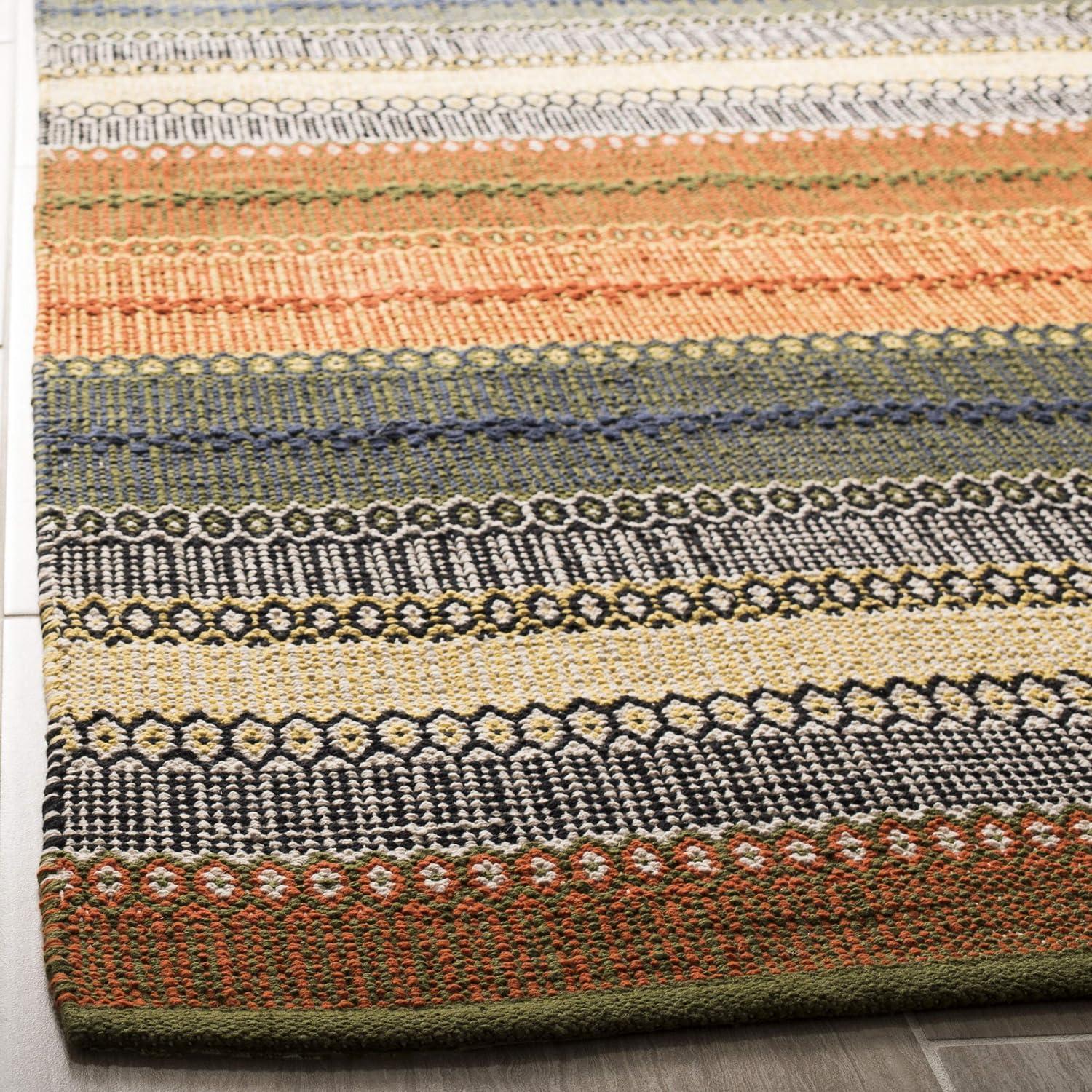 Striped Kilim STK412 Hand Woven Area Rug - Gold/Grey - 5'x8' - Safavieh.