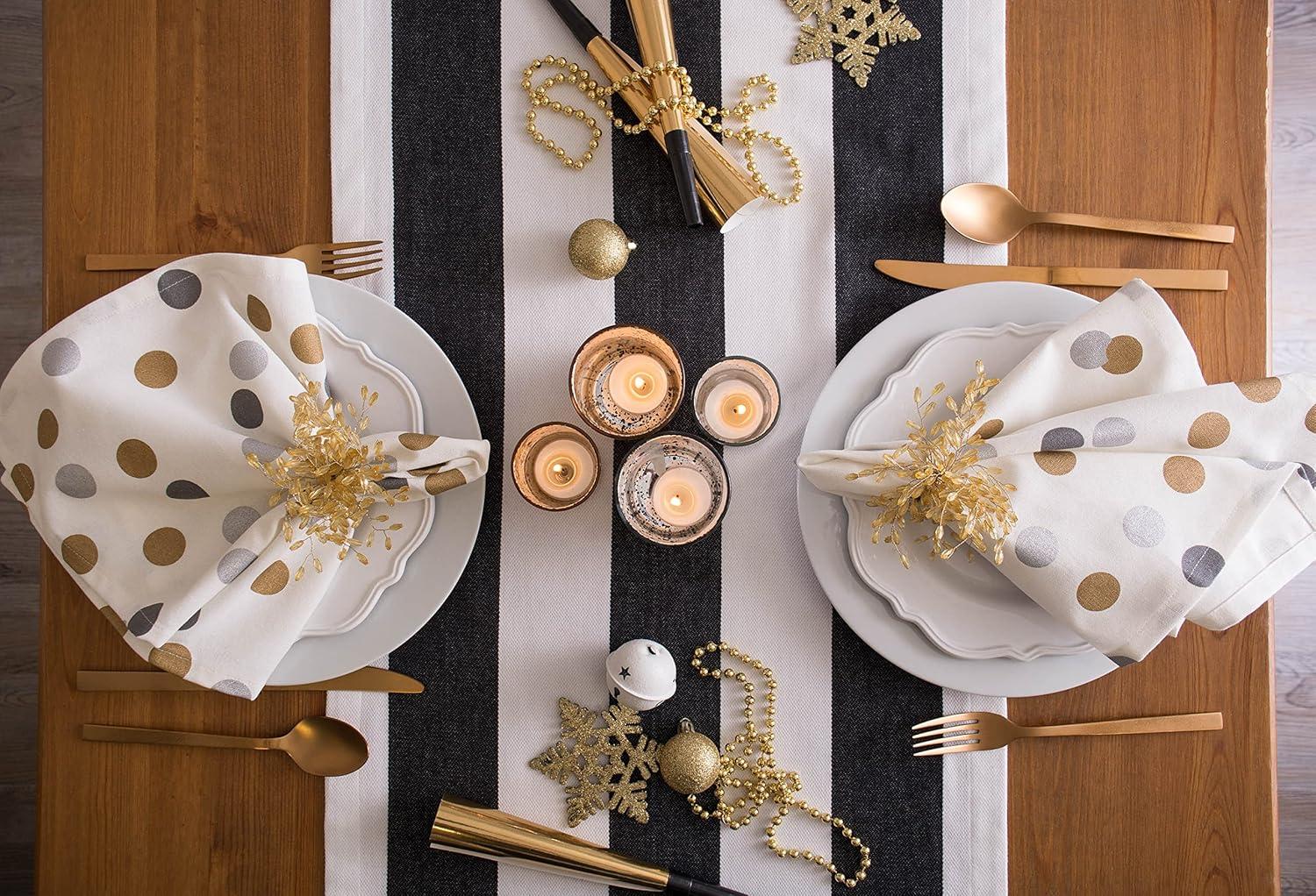 20" Silver and Gold Polka Dot Christmas Napkin Set