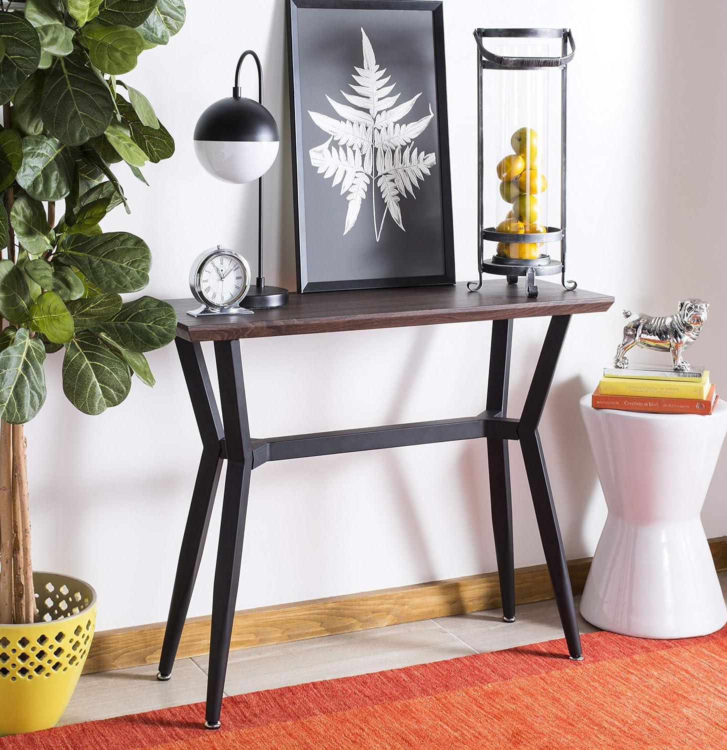 Andrew Black and Brown Rectangular Console Table