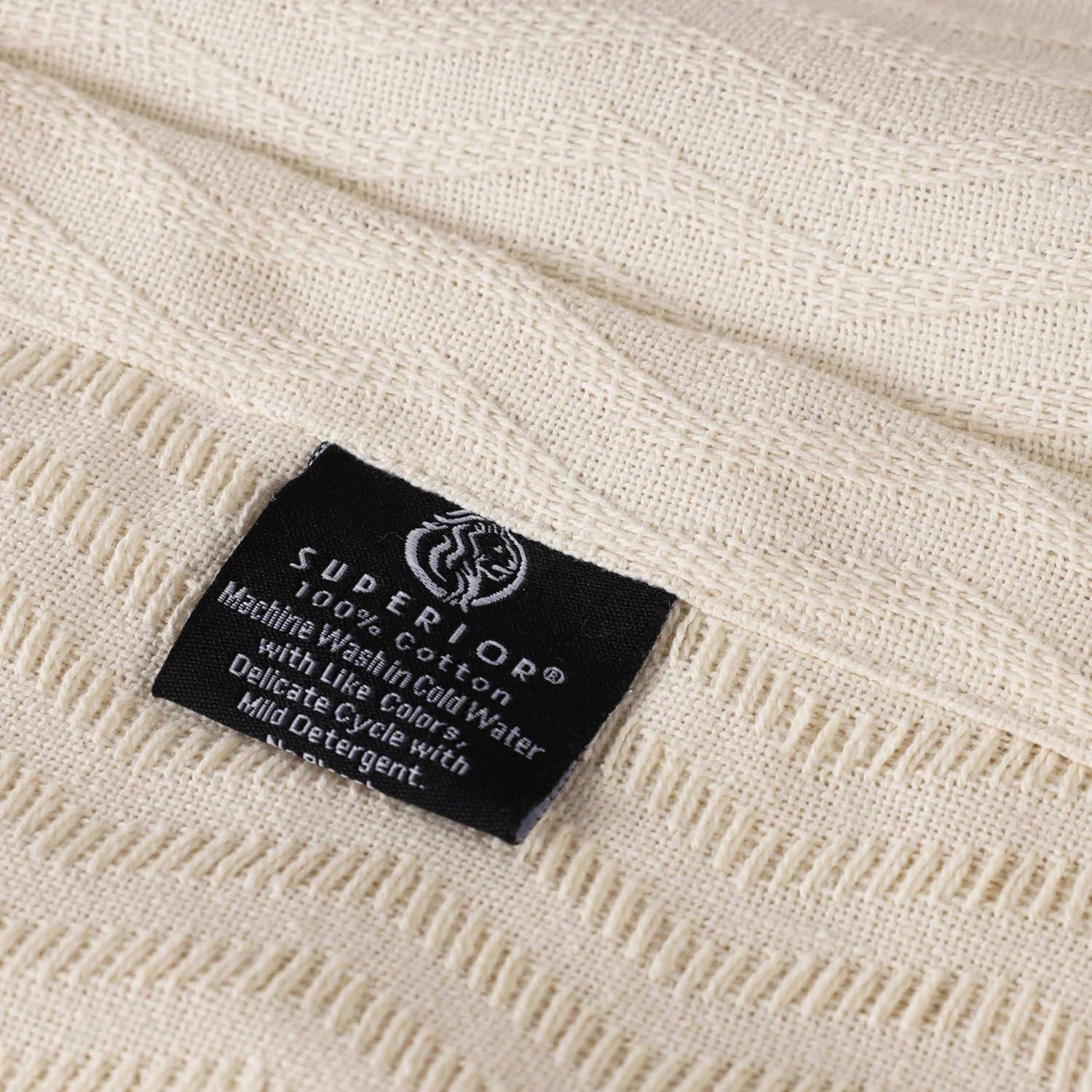 Ivory King Cotton Chevron Woven Blanket