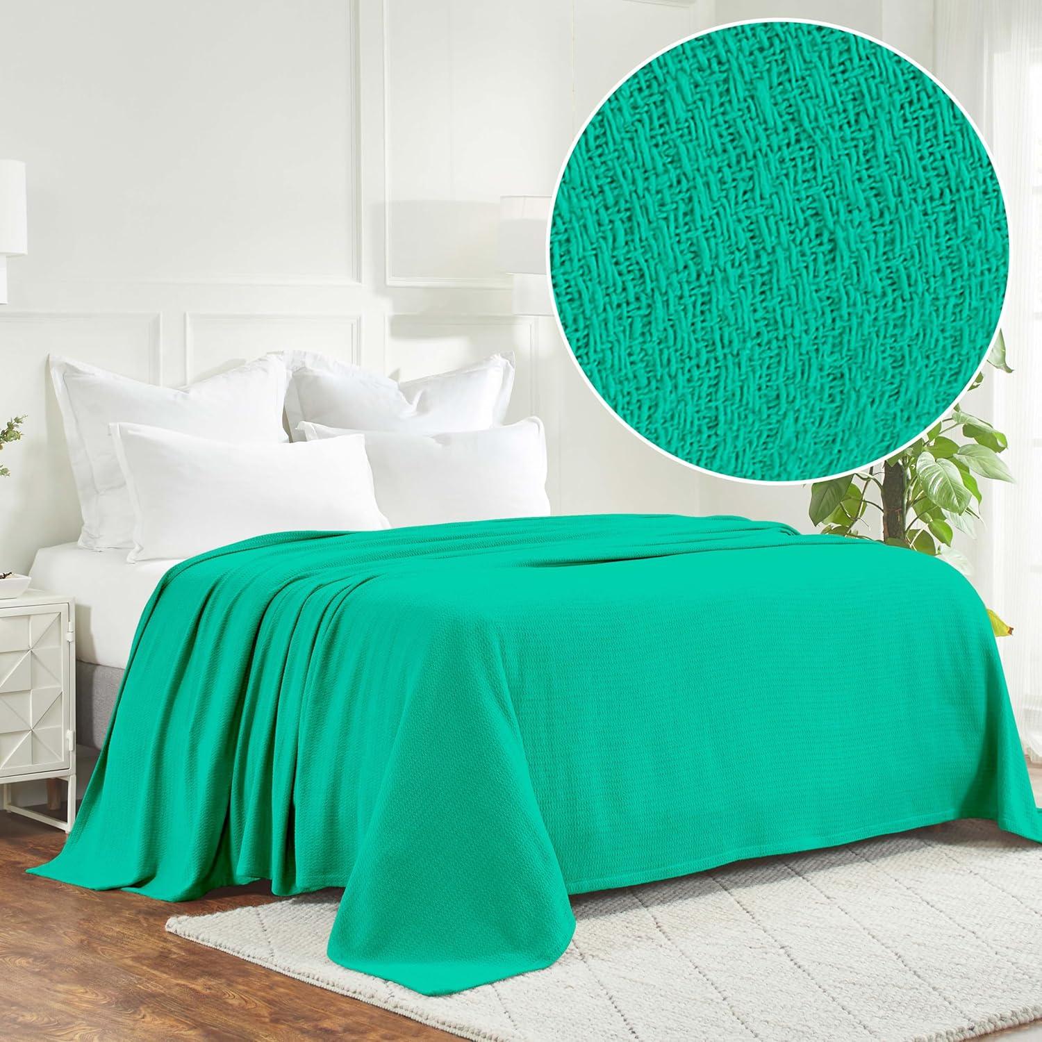 Superior Waffle Weave Honeycomb Knit Soft Textured All-Season Cotton Blanket