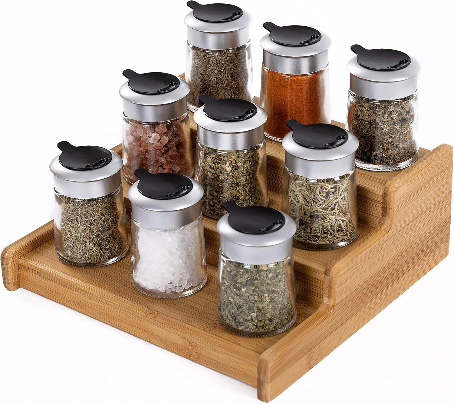 Seville Classics 3-Tier Expandable Bamboo Spice Rack
