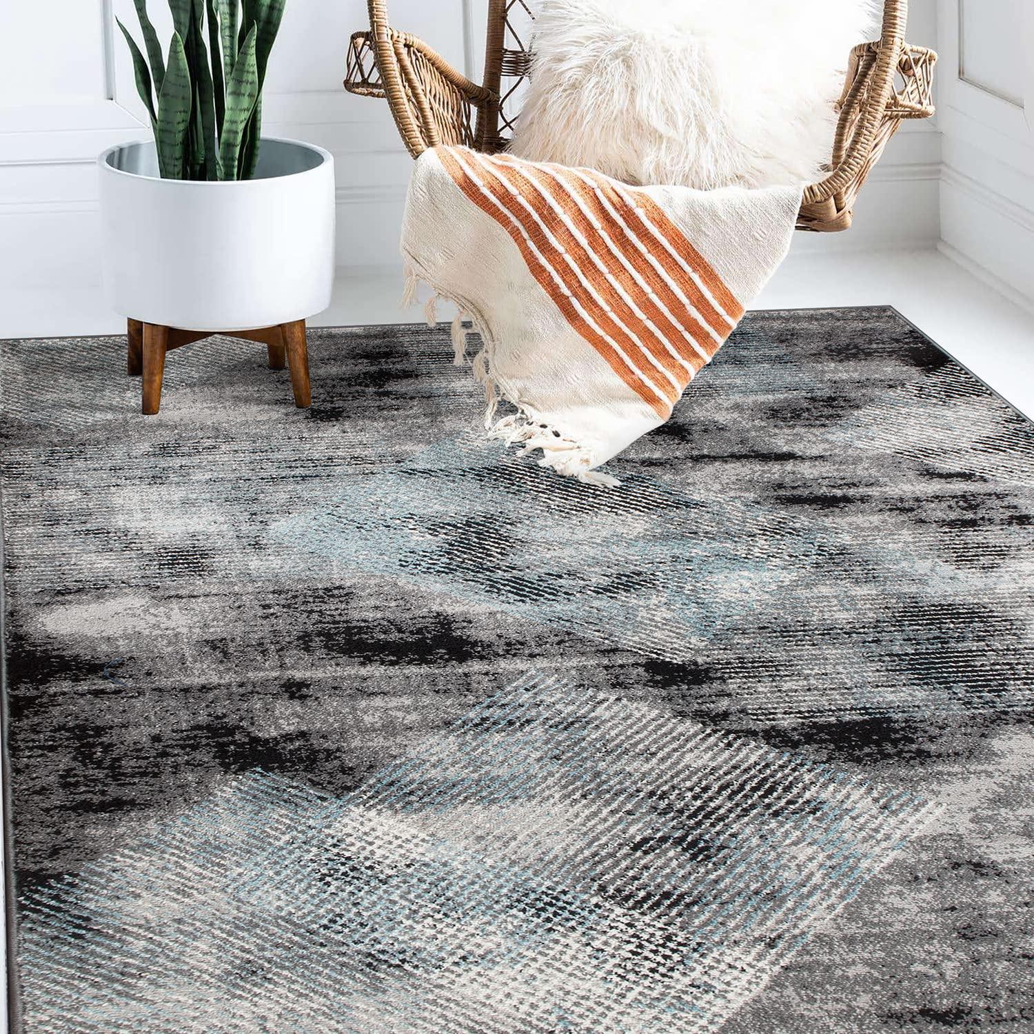 World Rug Gallery Contemporary Distressed Geometric Area Rug