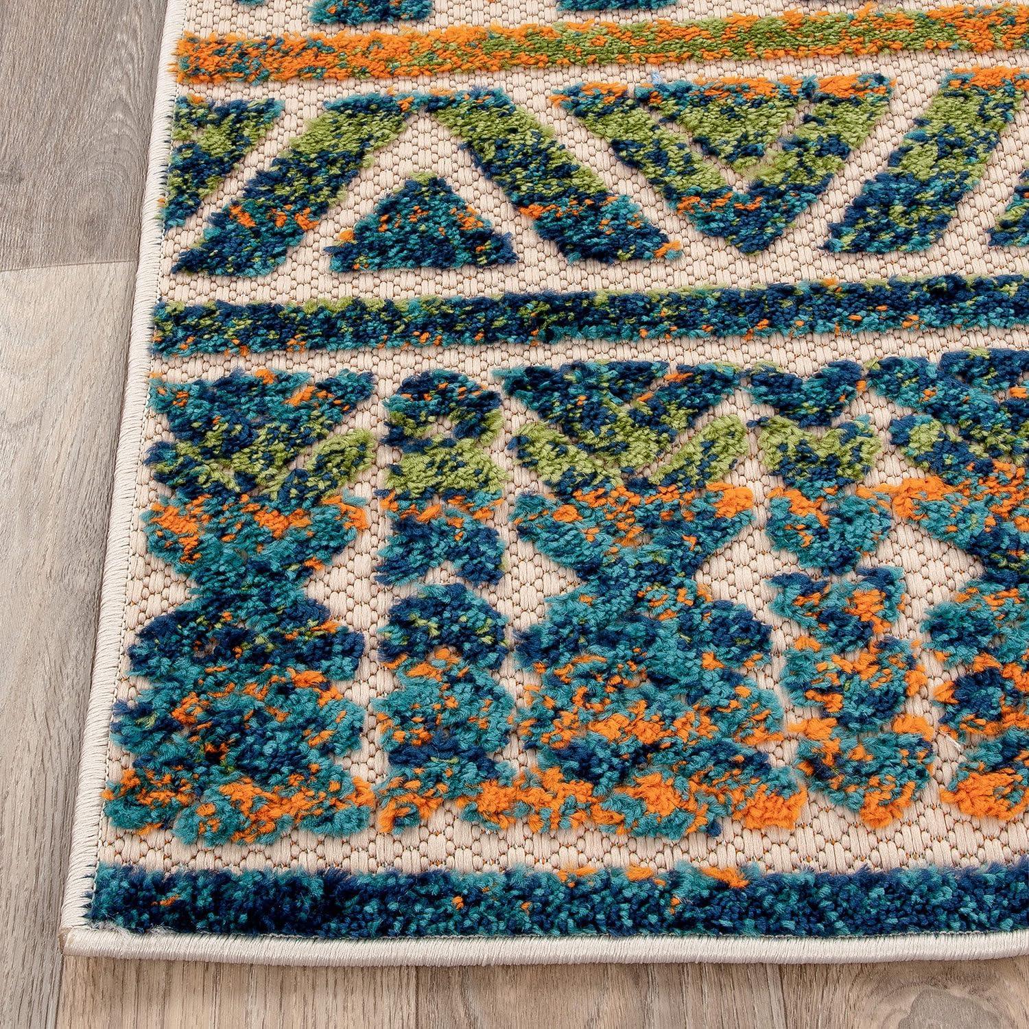 World Rug Gallery Modern Stripes Faded Geometric Indoor/Outdoor Area Rug