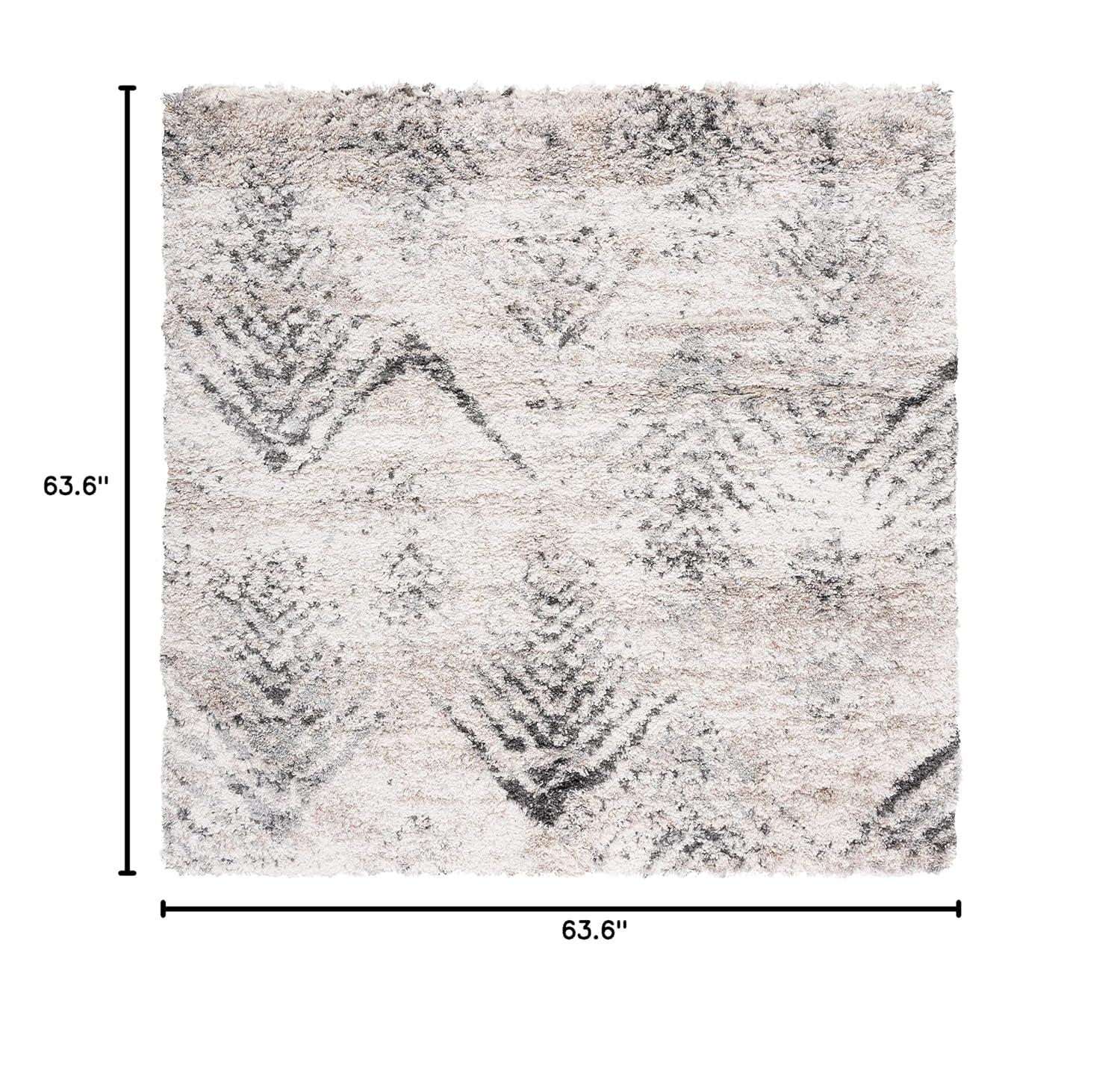 Iceland Shag ISG514 Power Loomed Area Rug - Cream/Grey - 5'3"x5'3" - Safavieh