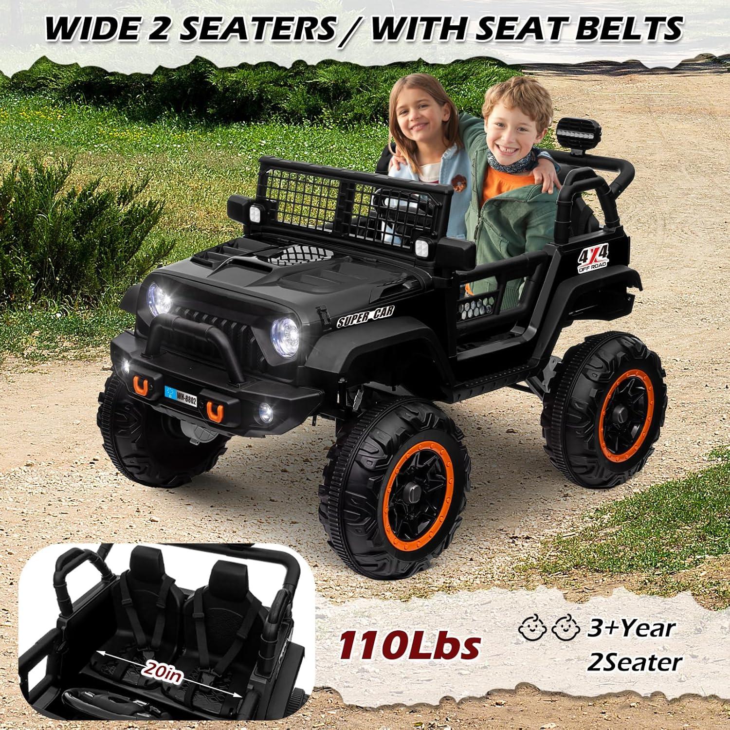 24V Black 2-Seater Electric SUV Ride-On Car with Remote Control