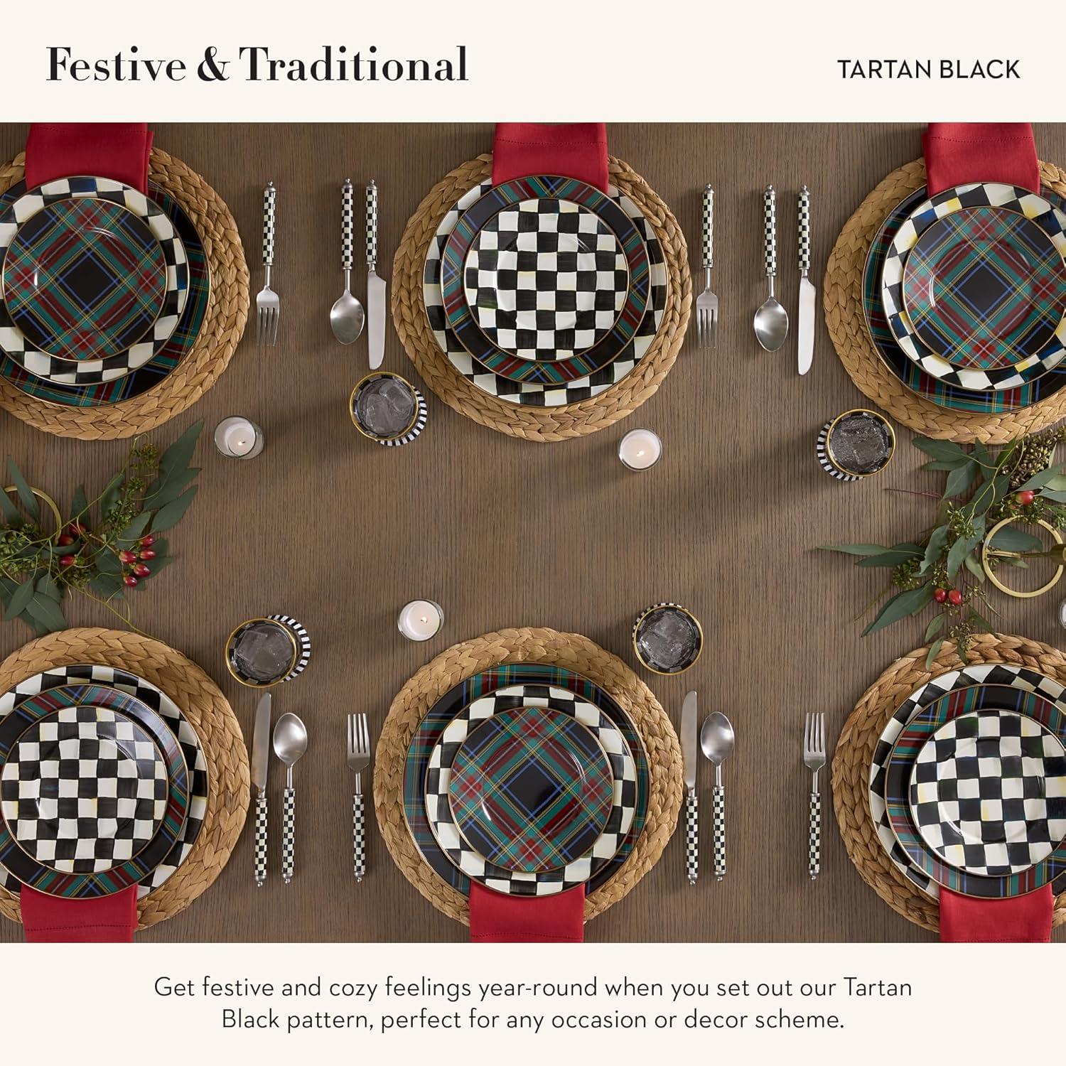 Black Tartan Handcrafted Chip-Resistant Salad Plate