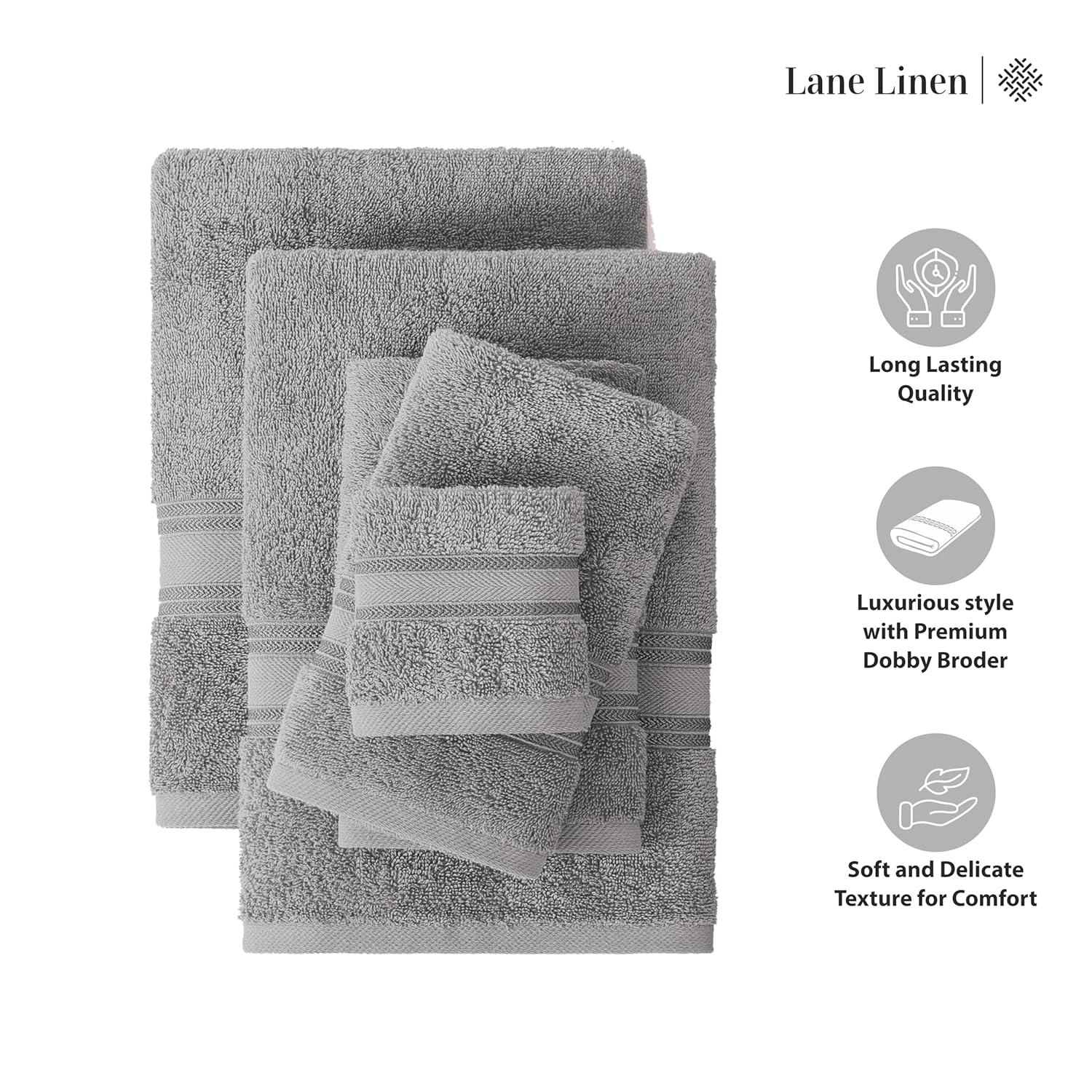 LANE LINEN Luxury Bath Towels Set - 12 Piece, 100% Cotton, Zero Twist, Super Soft & Absorbent, Includes 4 Bath Towels, 4 Hand Towels, 4 Washcloths - White